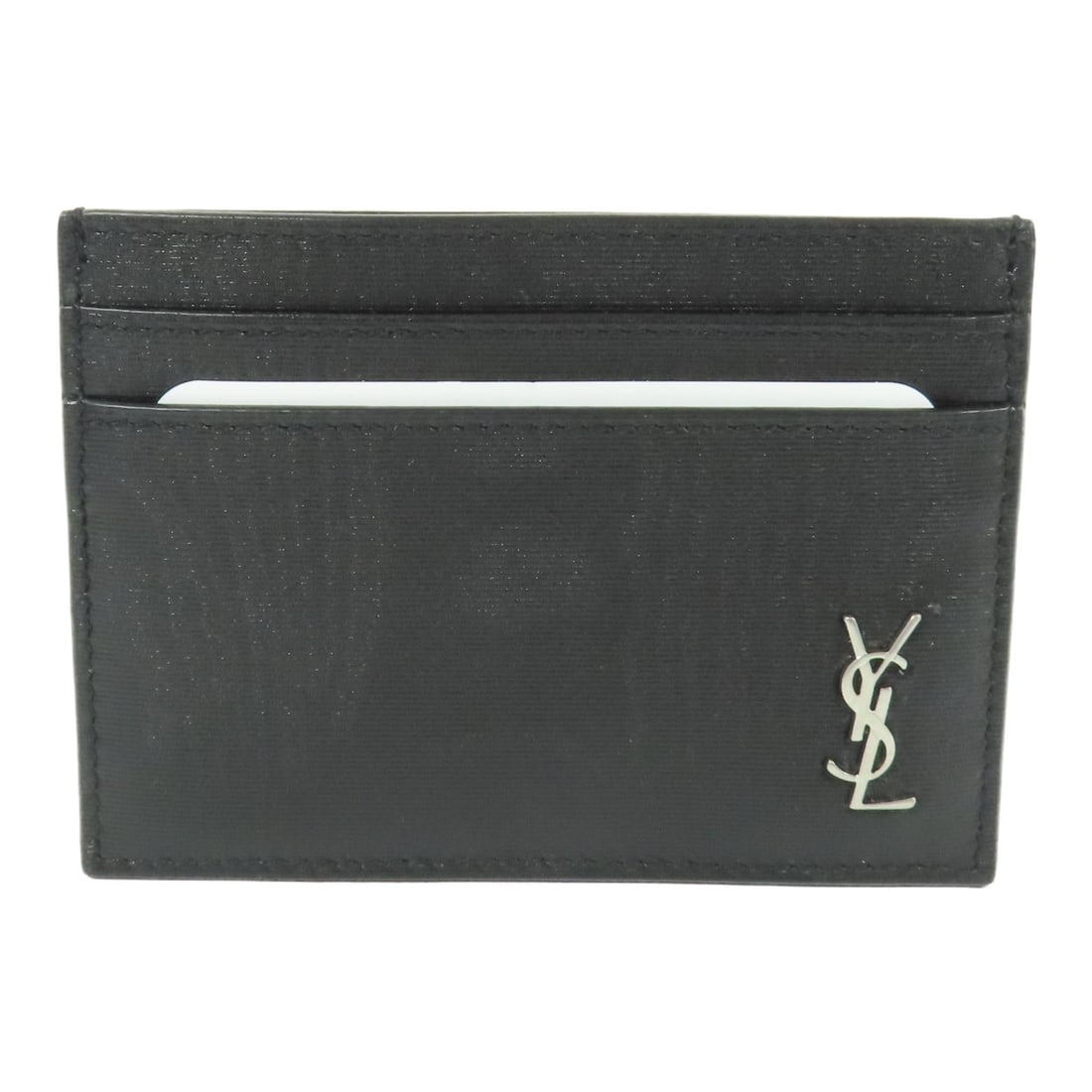 Saint Laurent 607603 AACAJ 1000 Black Cotton Card Case: Saint Laurent 607603 AACAJ 1000 Black Cotton Card Case This Saint Laurent card case is crafted from cotton in black and is designed for menswear use. It features space for four cards and comes with a 