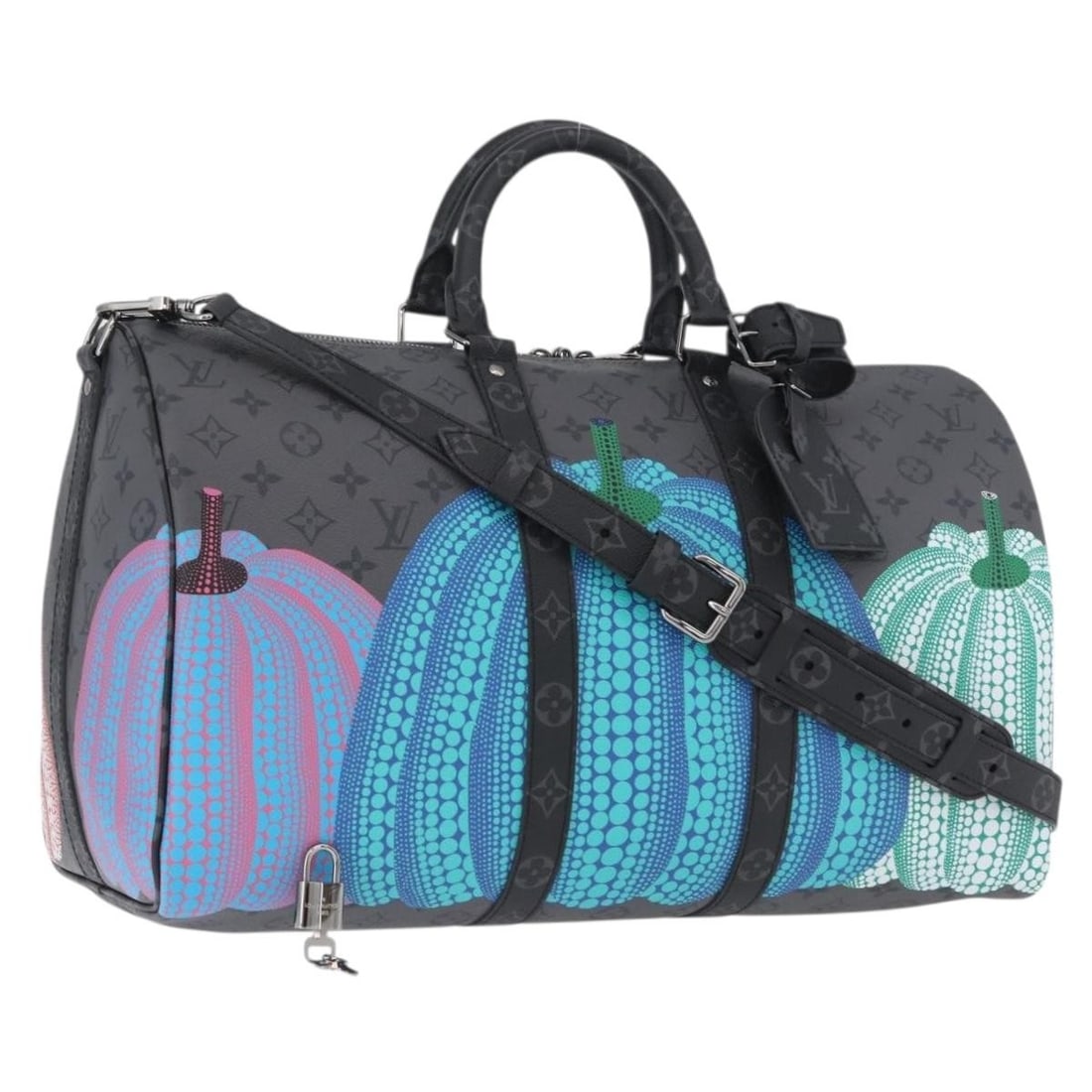 Louis Vuitton M46441 Keepall Bandouliere 45 Eclipse Pumpkin Boston Bag: Louis Vuitton M46441 Keepall Bandouliere 45 Eclipse Pumpkin Boston Bag Louis Vuitton Eclipse Pumpkin LV x YK Keepall Bandouliere 45 is a Boston bag crafted from Monogram Canvas in the Monogram colorwa