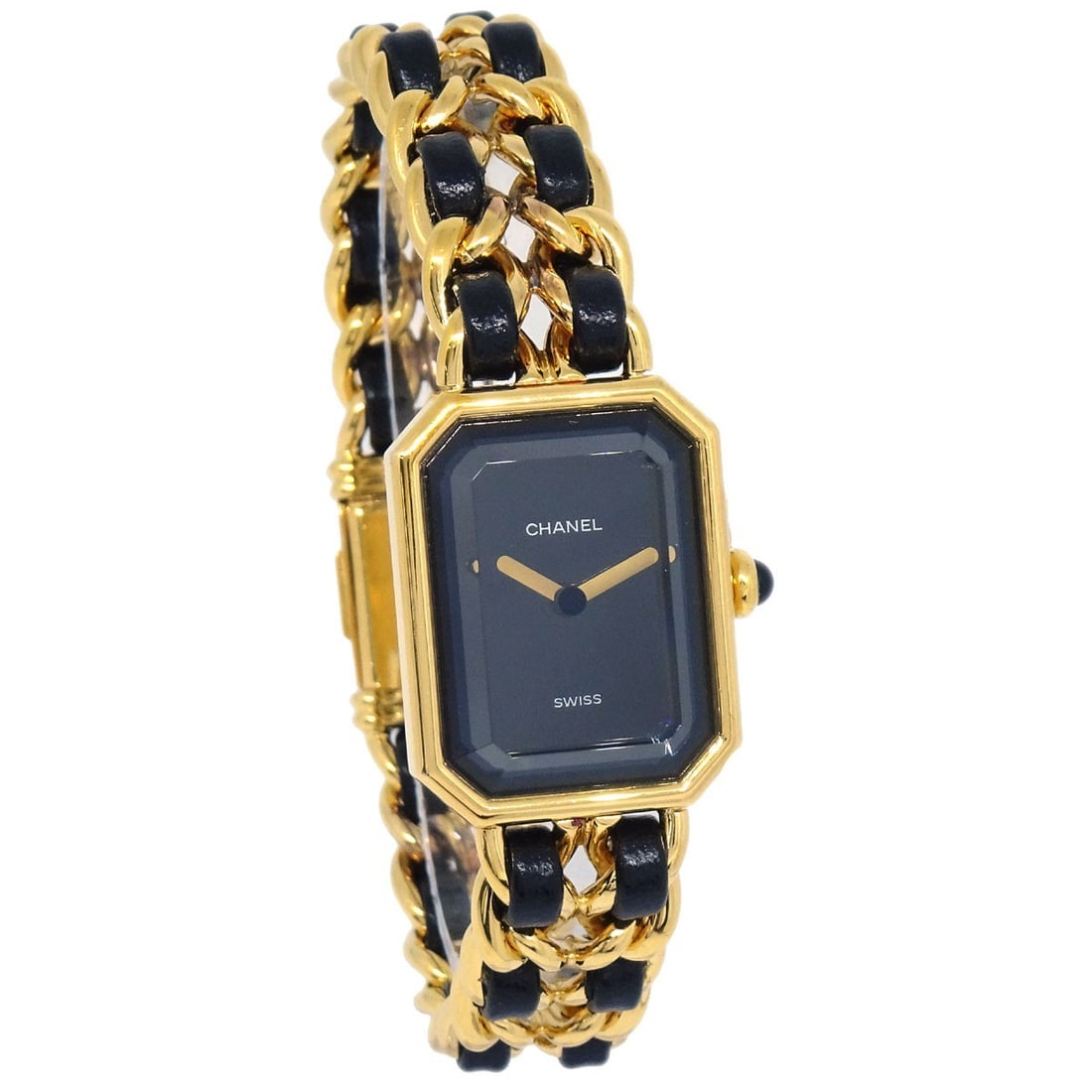 CHANEL Premiere Women's Quartz Wristwatch Gold Plated Black Dial: CHANEL Premiere Women's Quartz Wristwatch Gold Plated Black Dial Chanel Premiere wristwatch for women with a quartz movement and analog display. It features a black gold case and dial, a black gold ba