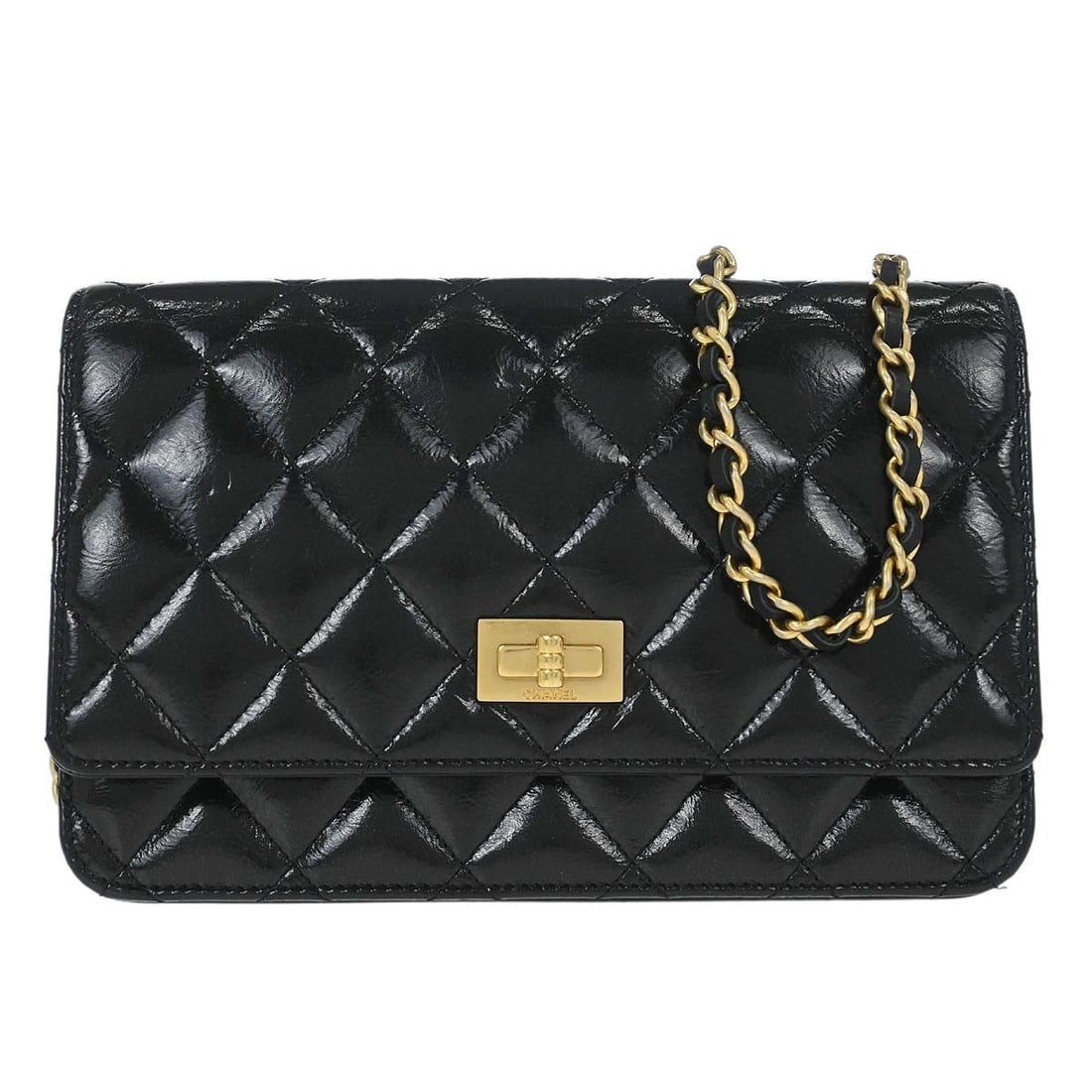 Chanel Mademoiselle Lock WOC Wallet on Chain Patent Leather Black Bag: Chanel Mademoiselle Lock WOC Wallet on Chain Patent Leather Black Bag Chanel Black Patent leather Mademoiselle Lock WOC Wallet on Chain Bag. This wallet on chain bag is made of black patent leather an