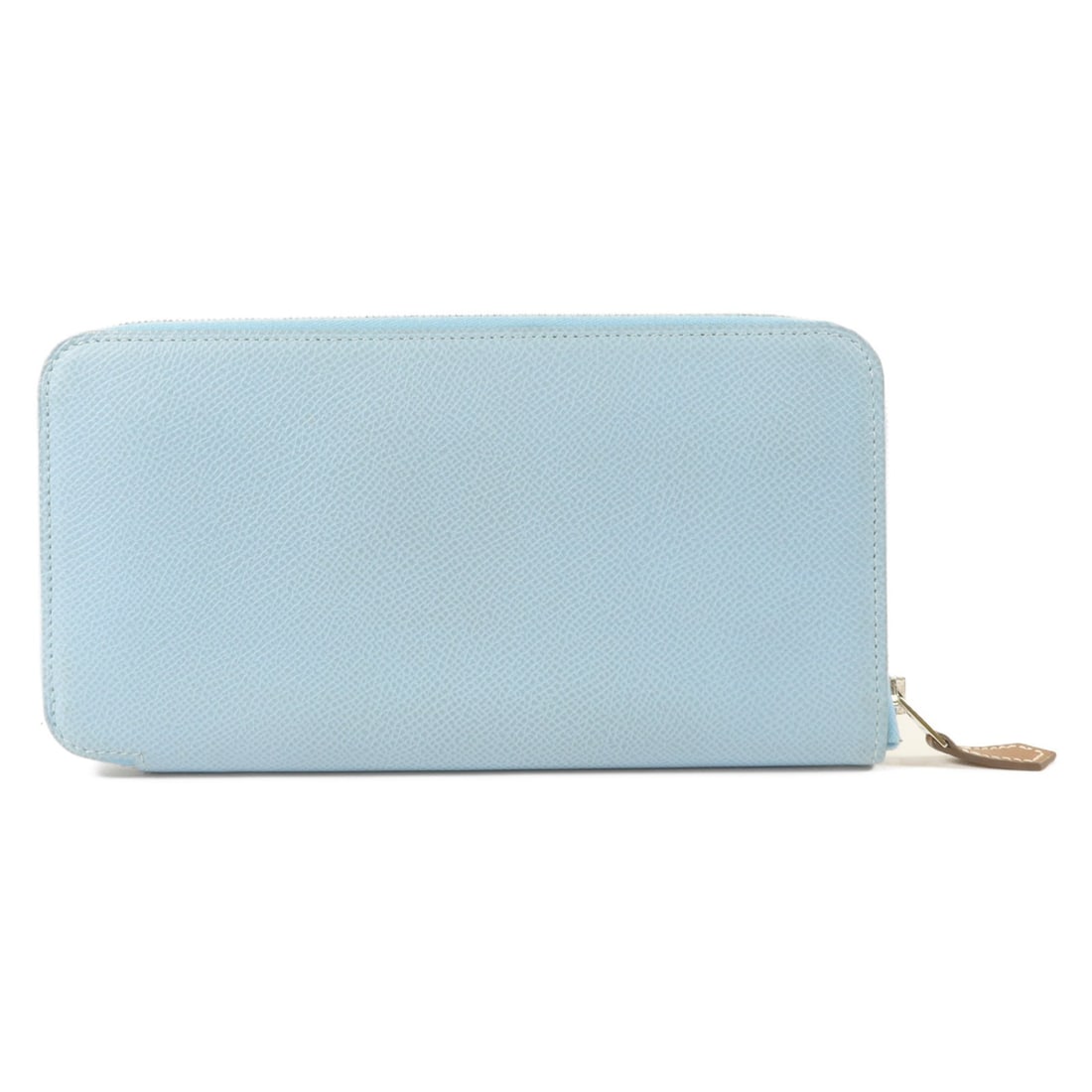 Hermes Silk In Long Wallet Celeste Epsom Calfskin PHW: Hermes Silk In Long Wallet Celeste Epsom Calfskin PHW Long wallet in Epsom leather and calfskin (cowhide) with a silk interior, presented in Celeste and Blue Celeste. It features a fastener closure an