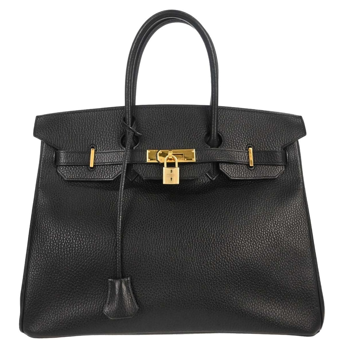 Hermes Birkin 35 Black Ardennes Leather Satchel France: Hermes Birkin 35 Black Ardennes Leather Satchel France The Hermes Black Ardennes Birkin 35 is a women's satchel/top handle bag made in France. It features a black leather exterior, turnlock closure, d