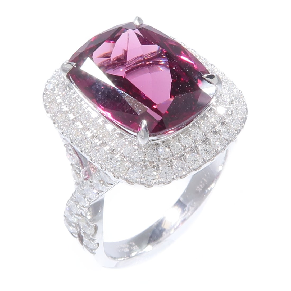 18K White Gold Ring with Rhodolite Garnet and Diamond Size 4.75 (1 of 8)