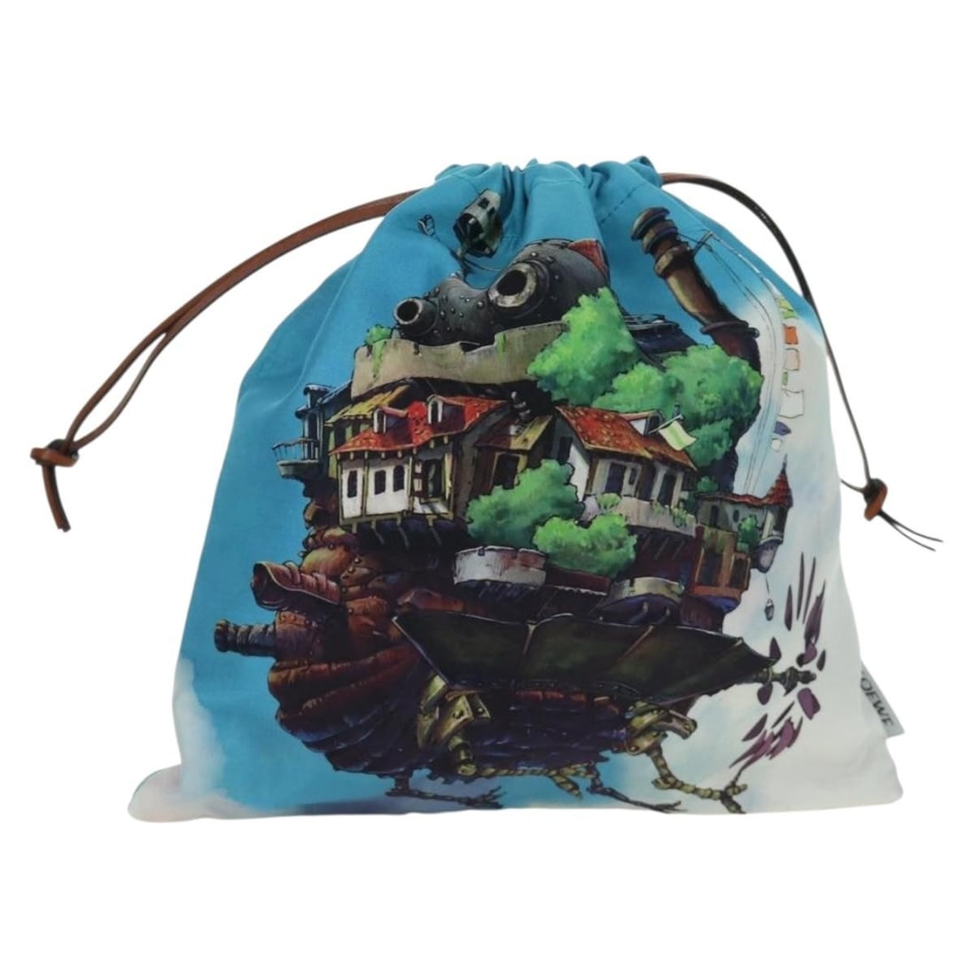 LOEWE Howls Moving Castle Canvas Pouch Multicolor with Dust Bag: LOEWE Howls Moving Castle Canvas Pouch Multicolor with Dust Bag LOEWE pouch in multicolor canvas, featuring a Studio Ghibli Howl's Moving Castle design. It is a women's pouch made in Spain and comes w
