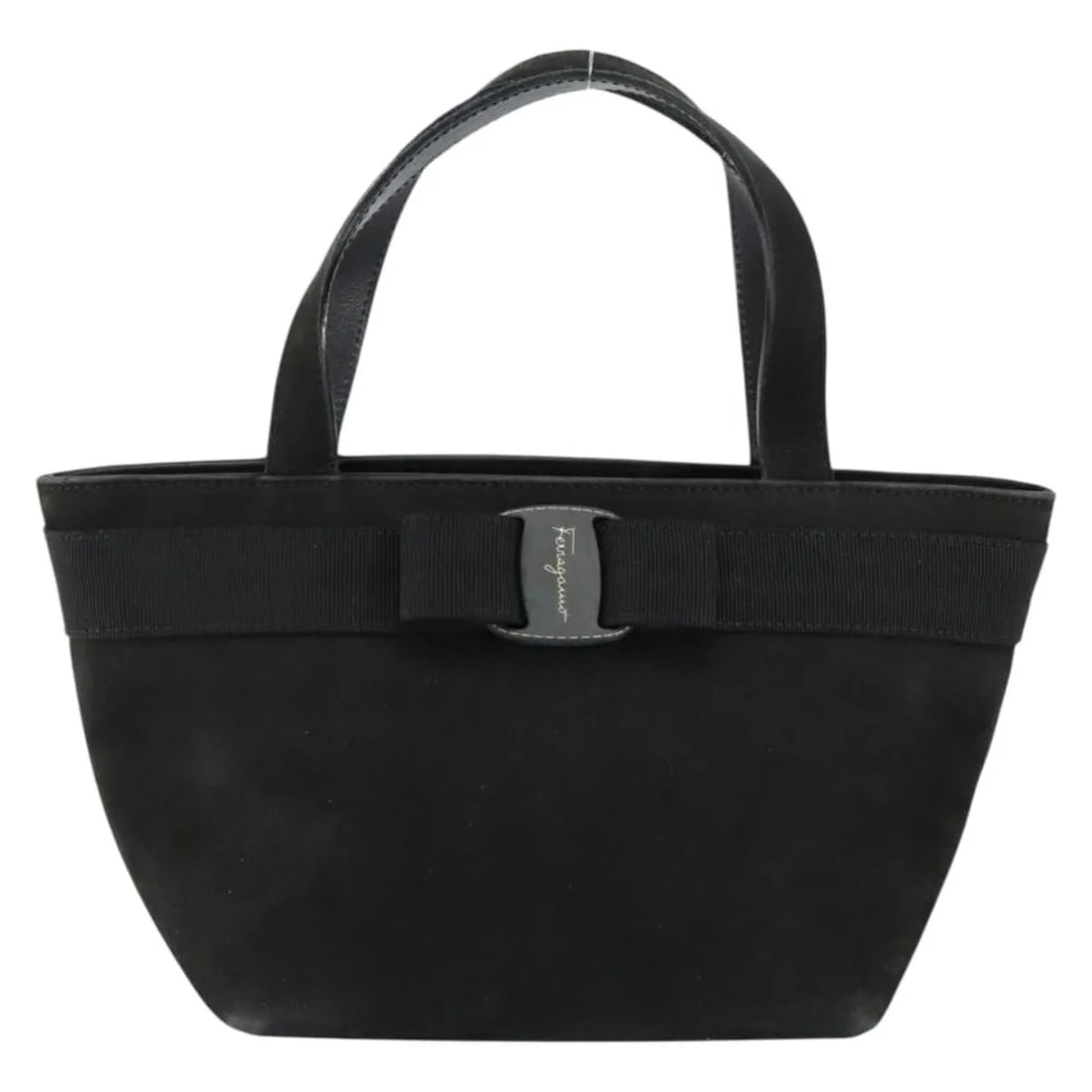 Black Suede Handbag Salvatore Ferragamo Vala Italy: Black Suede Handbag Salvatore Ferragamo Vala Italy This Salvatore Ferragamo Vala handbag is crafted from black suede and designed for women. It features a structured silhouette with gold-tone hardware