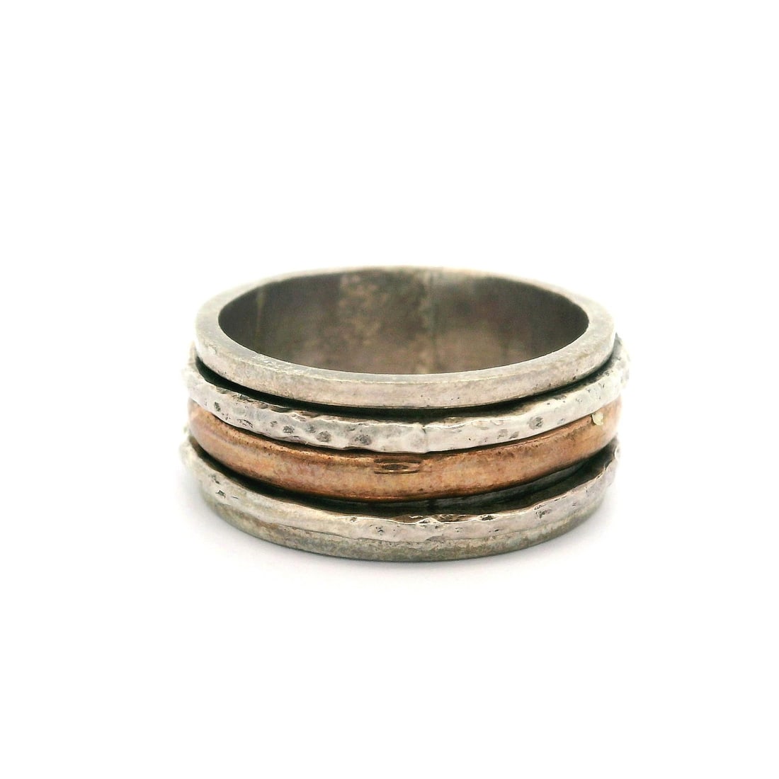Vintage Sterling Silver Hammered Spinner Band Ring Size 7 Unisex: Vintage Sterling Silver Hammered Spinner Band Ring Size 7 Unisex This vintage unisex band ring features a stylish hammered finish, crafted from genuine sterling silver (.925). With a comfortable size 