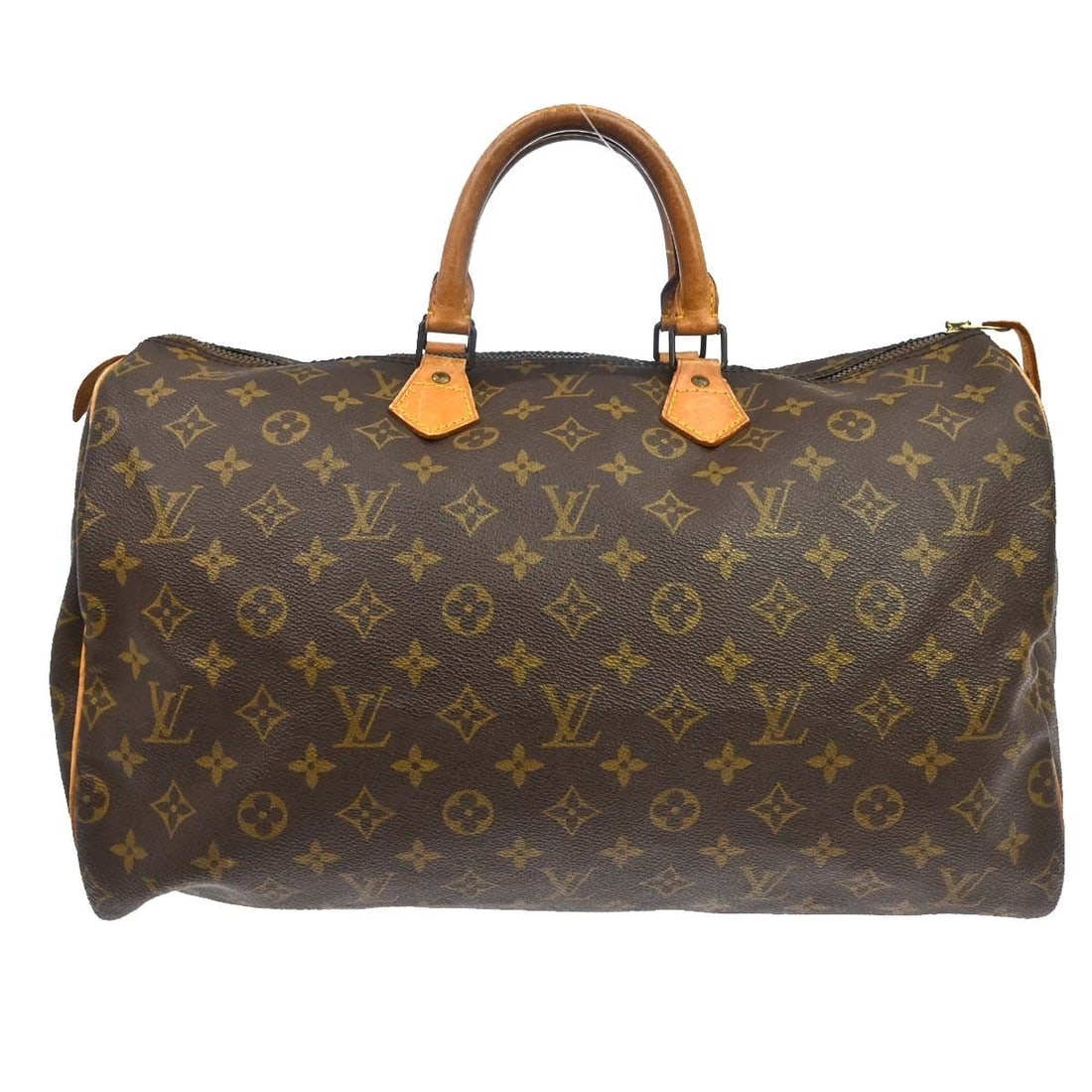 Louis Vuitton Speedy 40 Monogram Canvas Large Duffle Bag M41522: Louis Vuitton Speedy 40 Monogram Canvas Large Duffle Bag M41522 Vintage Louis Vuitton Speedy 40 duffle handbag in brown Monogram canvas and leather. This zip-top handbag features double handles and a 