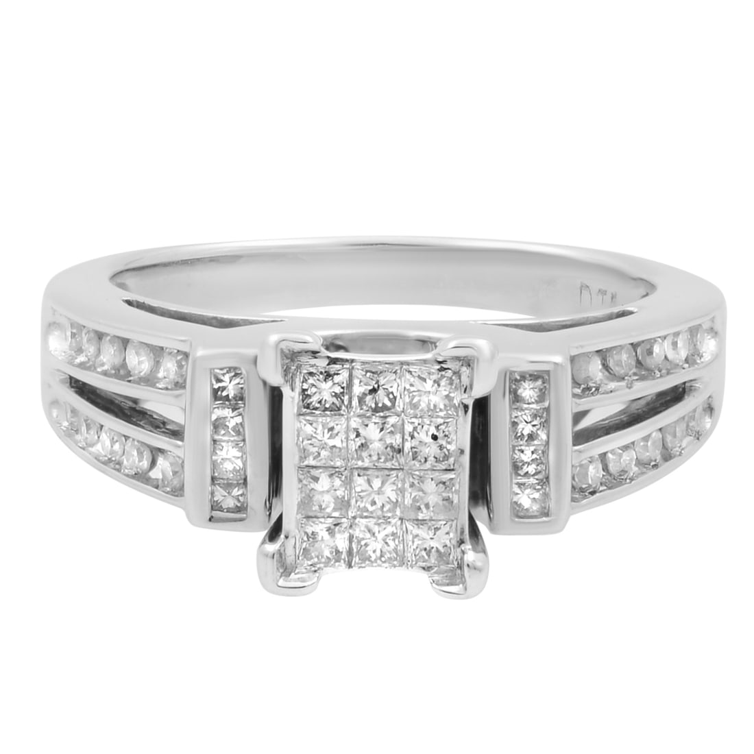 Rachel Koen 1.00Ctw Princess Cut Diamond Engagement Ring 14K White Gold Size 7.5 (1 of 7)