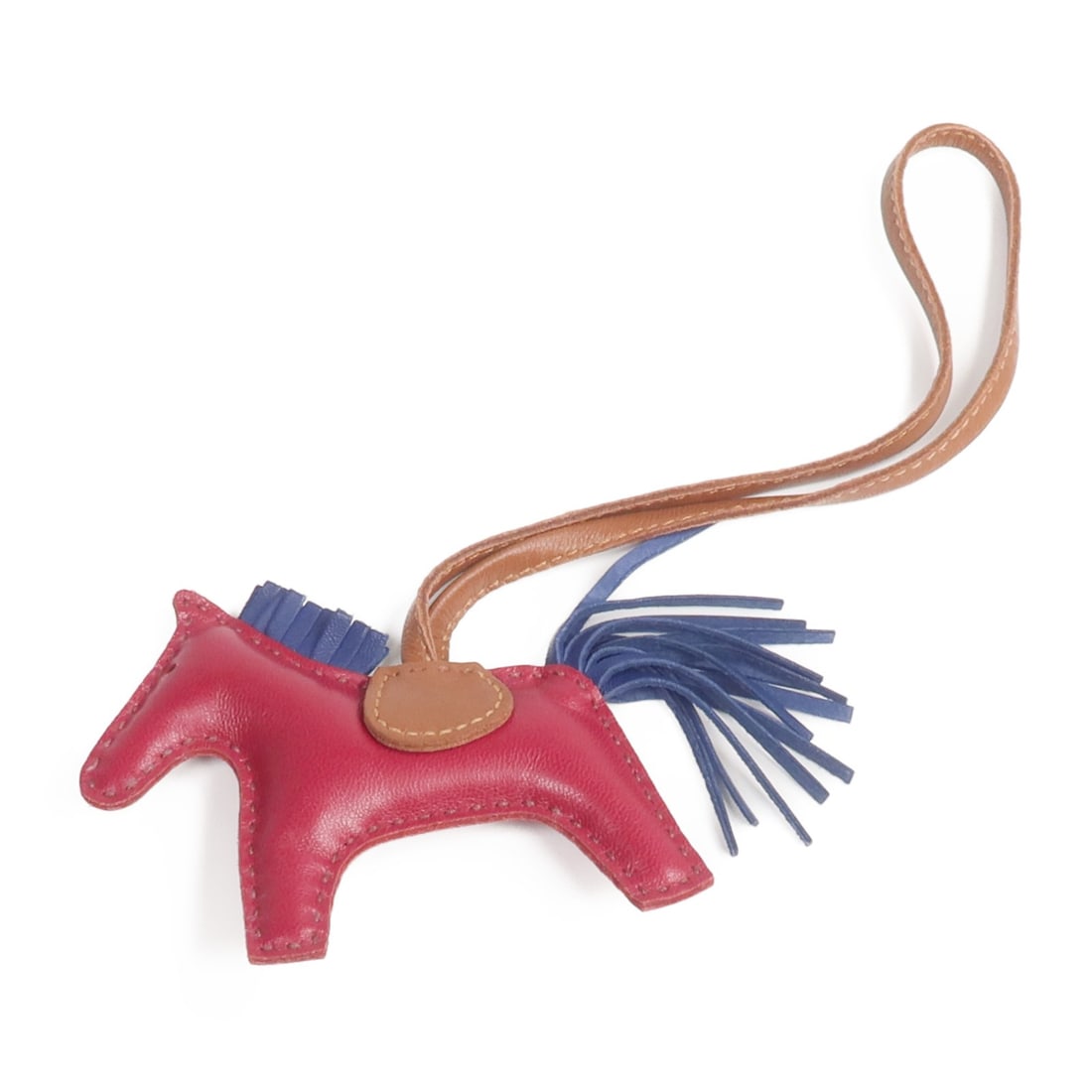 Hermes Rodeo PM Milo Lambskin Charm Red Navy (1 of 9)