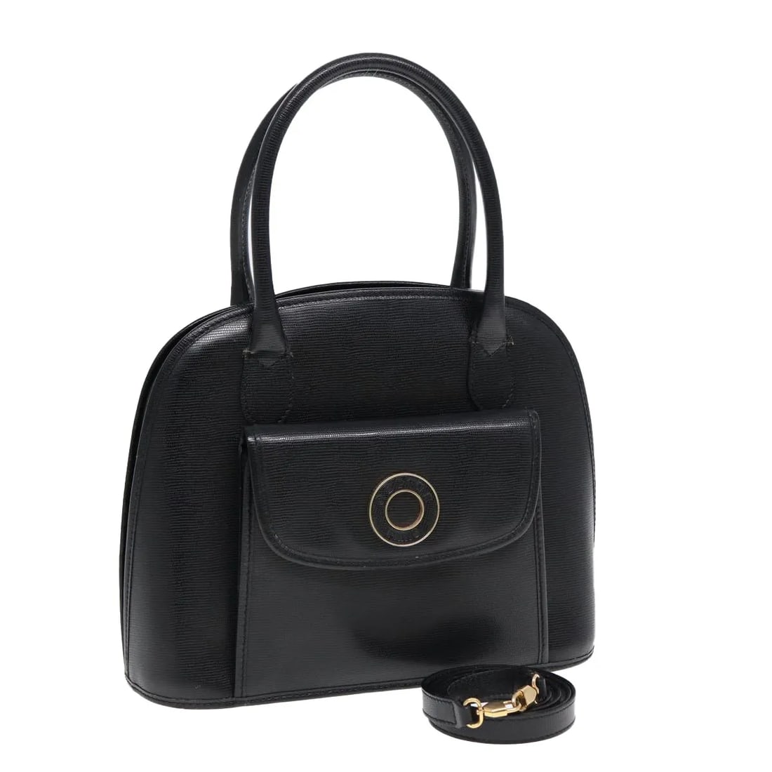 Celine Circle Logo black leather handbag: Celine Circle Logo black leather handbag Vintage Celine Circle Logo leather bag in black. This women's bag is made in Italy and features the Circle Logo design. It remains in good vintage condition wi