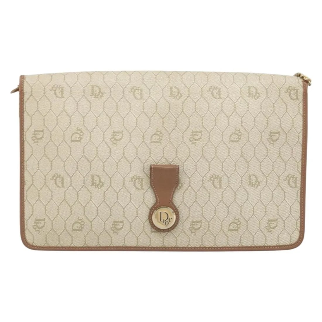 Christian Dior Vintage Honeycomb Canvas Chain Shoulder Bag: Christian Dior Vintage Honeycomb Canvas Chain Shoulder Bag Vintage Christian Dior Honeycomb chain bag in beige canvas. This piece shows honest vintage wear consistent with good condition, including li