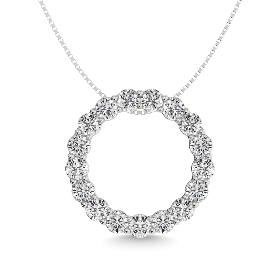 Diamond 1 1/2 Ct.tw Fashion Pendant in 14K White Gold: Diamond 1 1/2 Ct.tw Fashion Pendant in 14K White Gold 14k White Gold Stone Color: G-h Stone Clarity: Si2 Unless otherwise specified, pendants that include a chain are paired with our standard 18-inch 