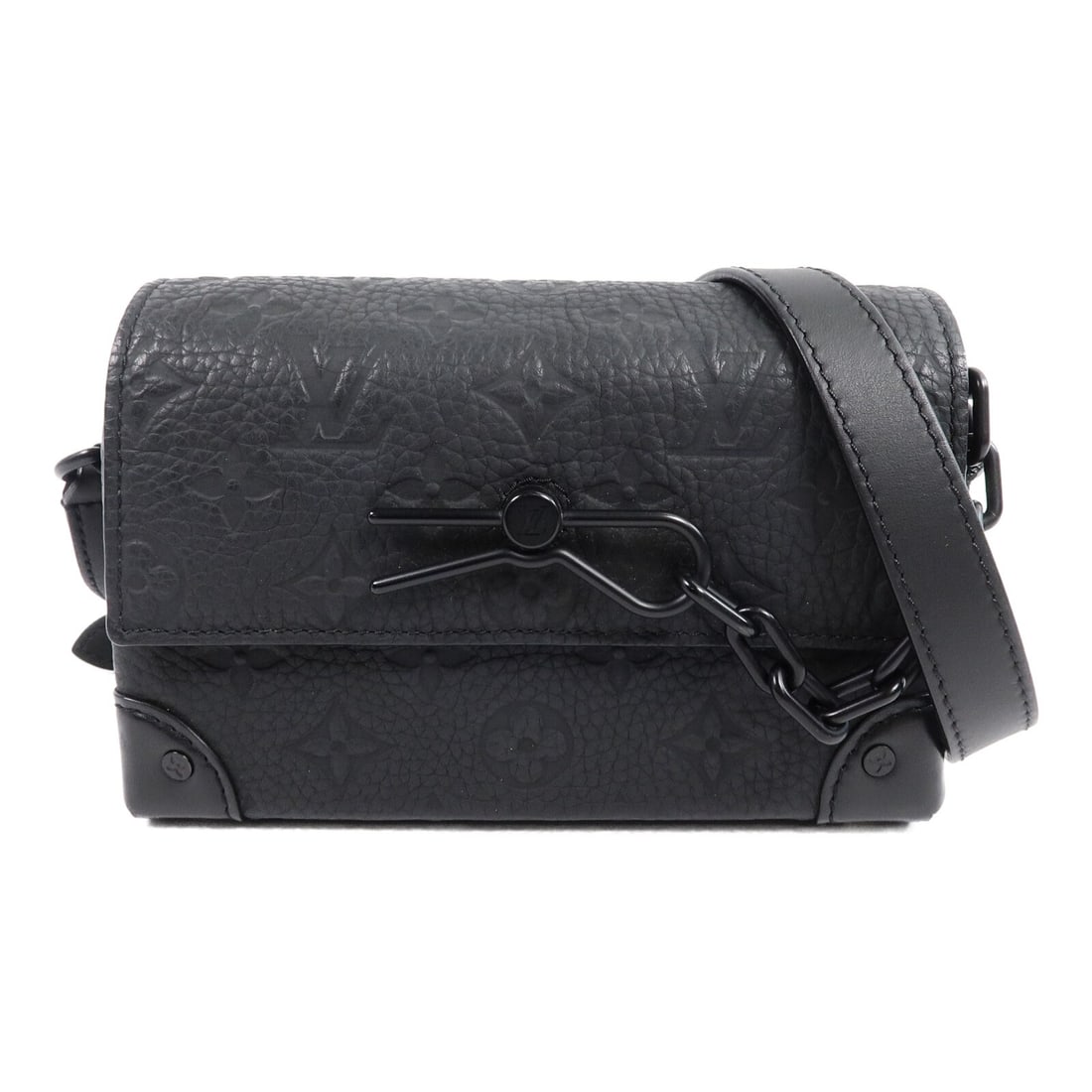 Louis Vuitton M81746 Steamer Wearable Wallet Taurillon Leather Shoulder Bag: Louis Vuitton M81746 Steamer Wearable Wallet Taurillon Leather Shoulder Bag Wearable wallet shoulder bag in BlackxBlack, made from Monogram / Taurillon Clemence leather and calfskin (cowhide). Feature
