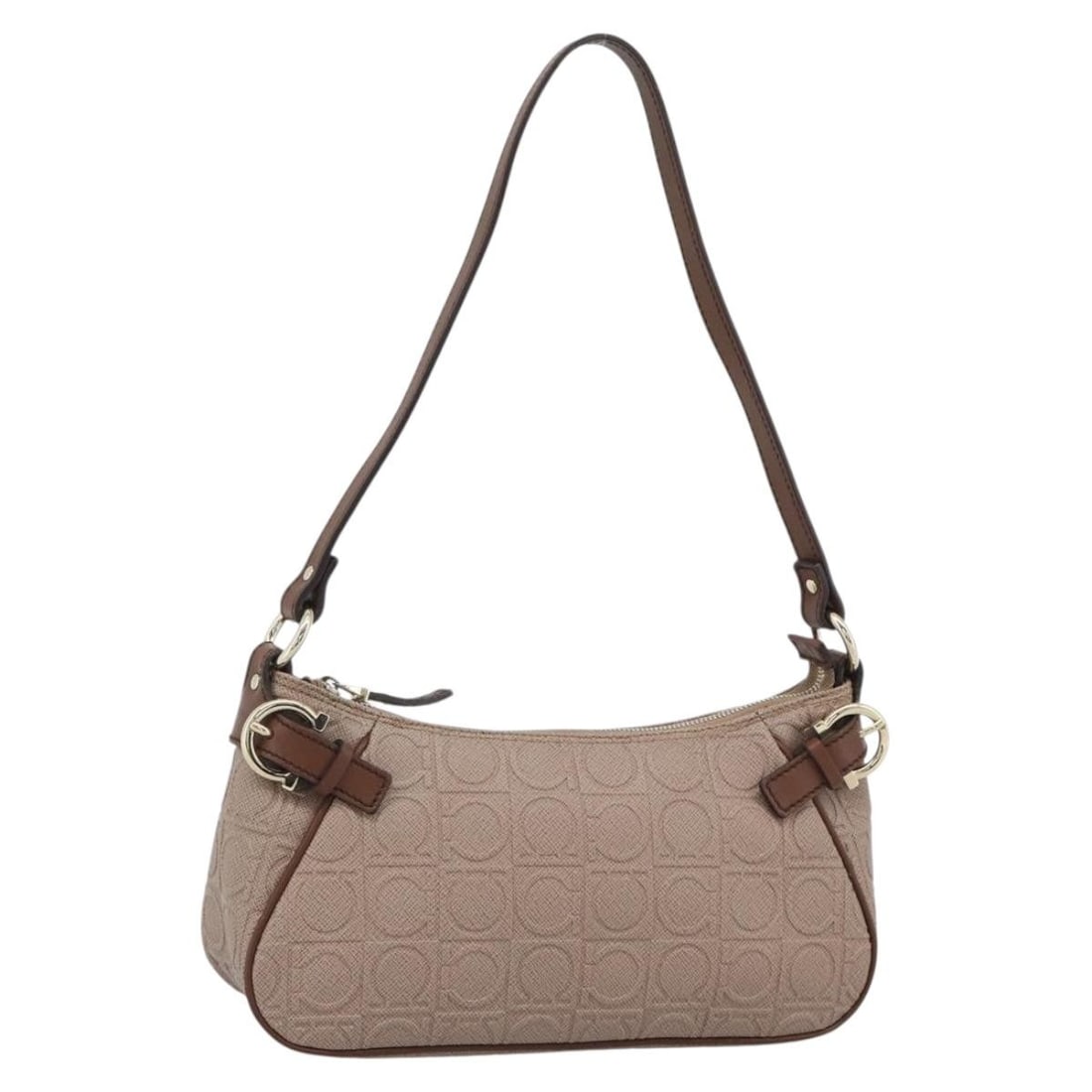 Canvas accessory pouch Salvatore Ferragamo Gancini pink gold tone: Canvas accessory pouch Salvatore Ferragamo Gancini pink gold tone A Salvatore Ferragamo Gancini accessory pouch in pink canvas with gold tone exterior details. Made in Italy, this women's pouch measur