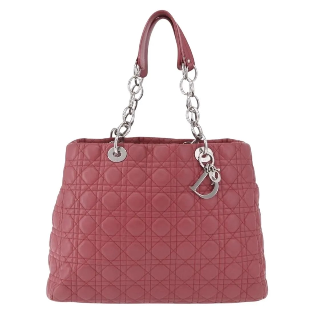 Christian Dior Soft Chain Tote Pink Leather Cannage Bag: Christian Dior Soft Chain Tote Pink Leather Cannage Bag Christian Dior Soft Chain Tote in pink leather with a Cannage quilt design and lambskin construction. This female tote was made in Italy and is 