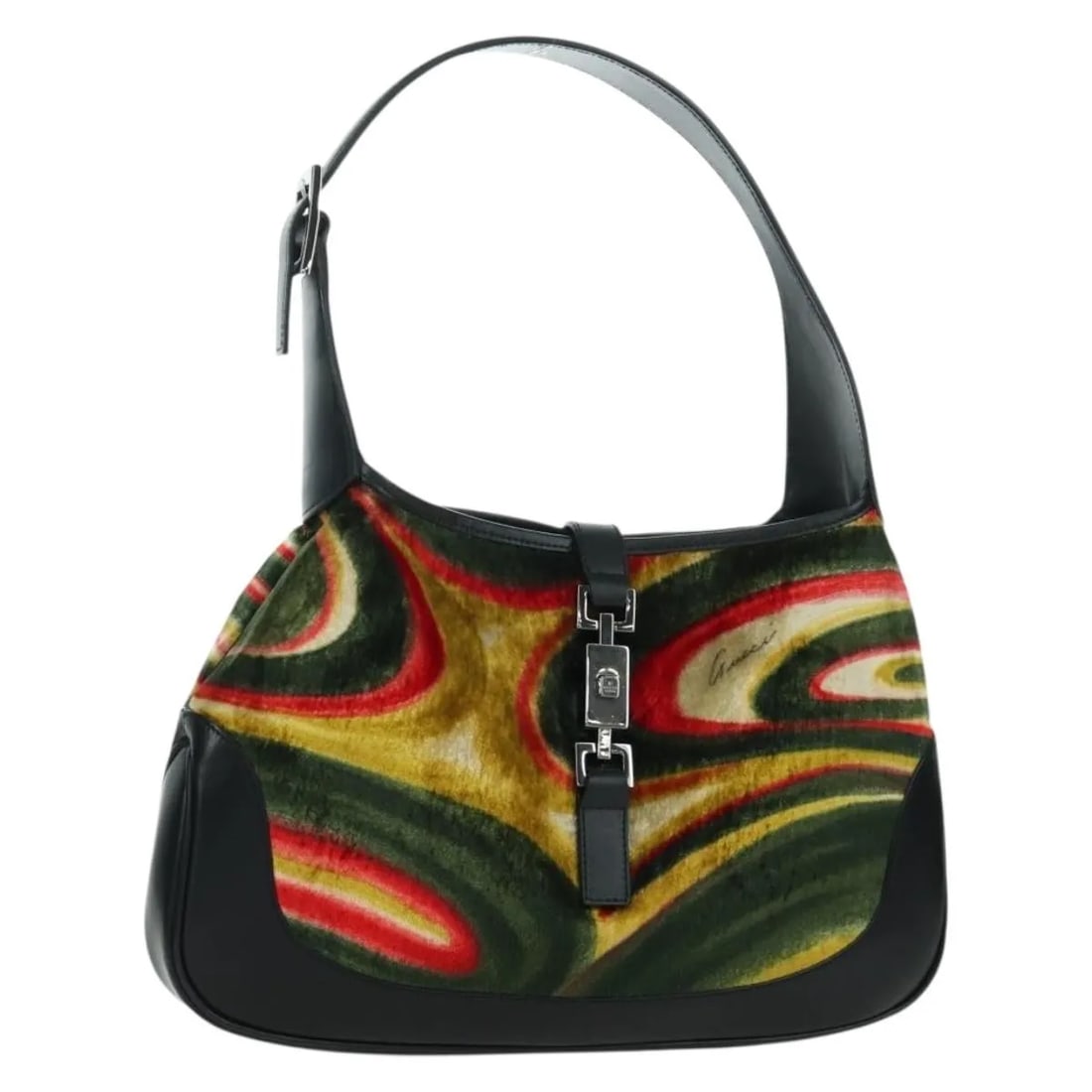 Gucci Vintage Jackie black leather shoulder bag: Gucci Vintage Jackie black leather shoulder bag This Gucci Vintage Jackie Shoulder Bag features a classic design crafted from leather in a black color. Designed for women, it offers a spacious interio