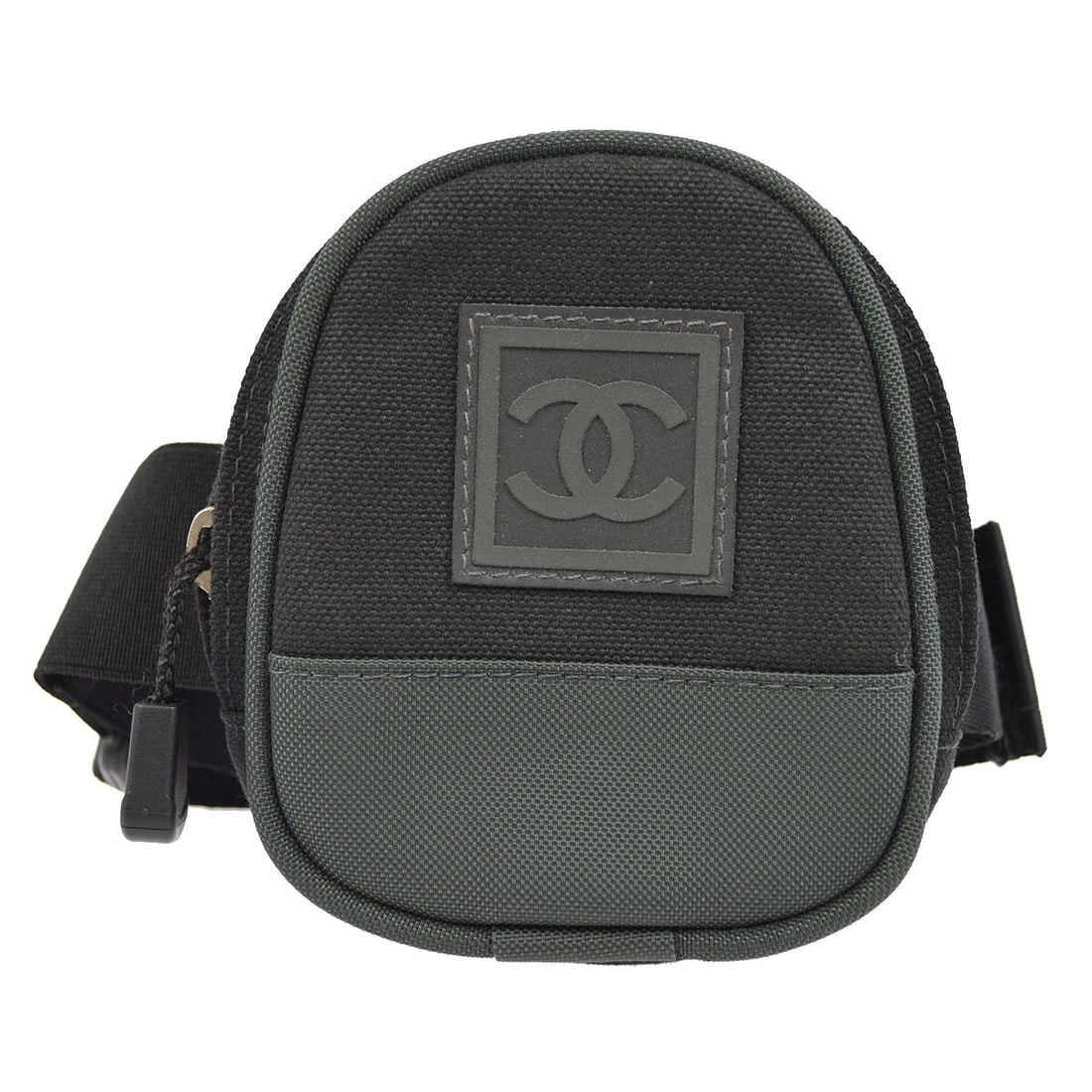 CHANEL Sport Line Mini Leg Bag Pouch Black Green Nylon (1 of 6)