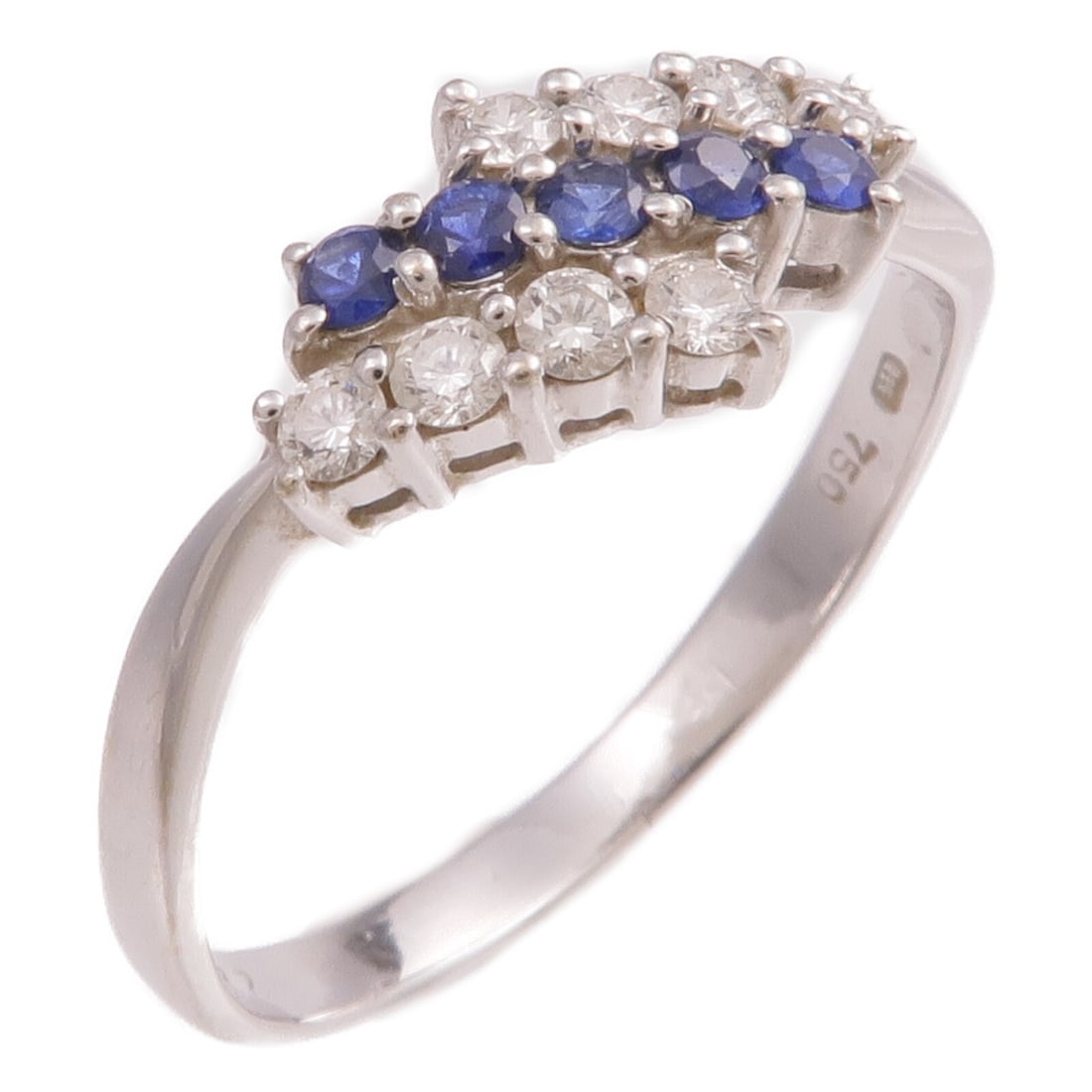 18K White Gold Sapphire Diamond Ring Size 8.25 (1 of 9)