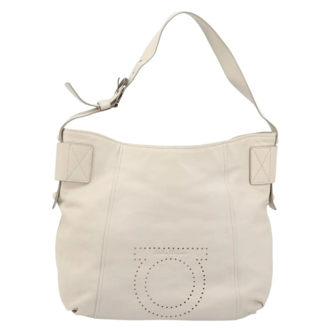 Salvatore Ferragamo Vintage Gancini Leather Hobo Bag White (1 of 18)