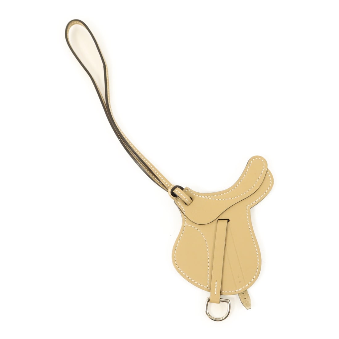 Hermes Paddock Selle Charm Beige Swift Calfskin Leather PHW (1 of 8)