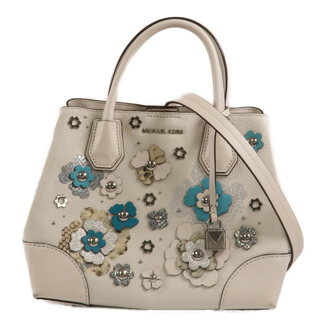 Michael Kors 2 Way Calfskin Shoulder Bag White Blue SHW (1 of 17)