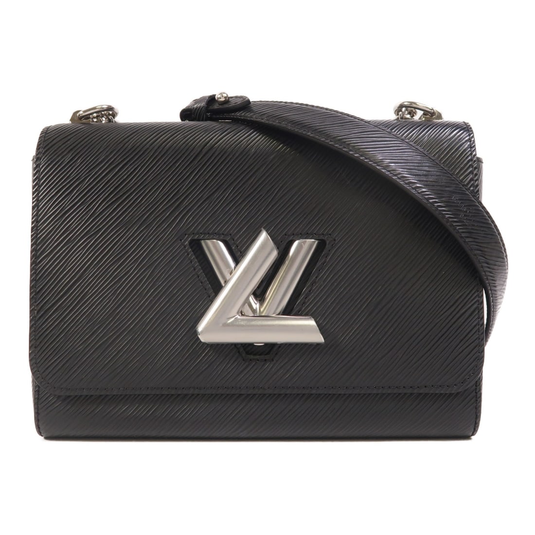 Louis Vuitton Twist MM M21110 Epi Calfskin Shoulder Bag Black: Louis Vuitton Twist MM M21110 Epi Calfskin Shoulder Bag Black A Louis Vuitton Twist MM shoulder bag in black, made from Epi leather with calfskin (cowhide) trim. This model is identified as M21110 and