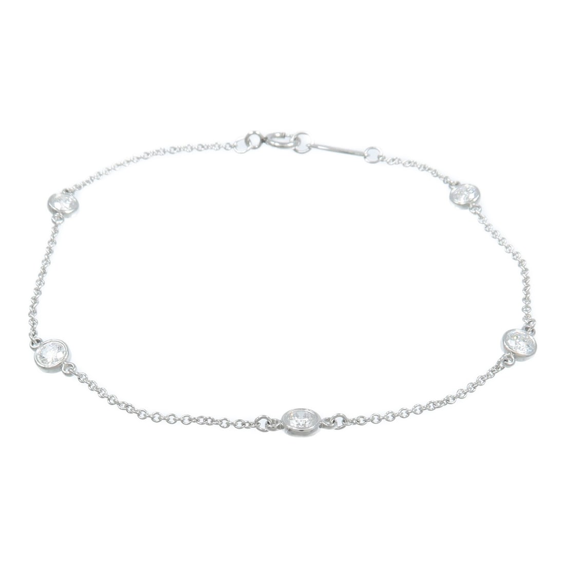 Tiffany Co Pt950 Platinum Diamond Bracelet with Case: Tiffany Co Pt950 Platinum Diamond Bracelet with Case A Tiffany & Co. diamond bracelet crafted in Pt950 platinum with clear diamonds. The bracelet is in very good AB condition and includes a case. Wris