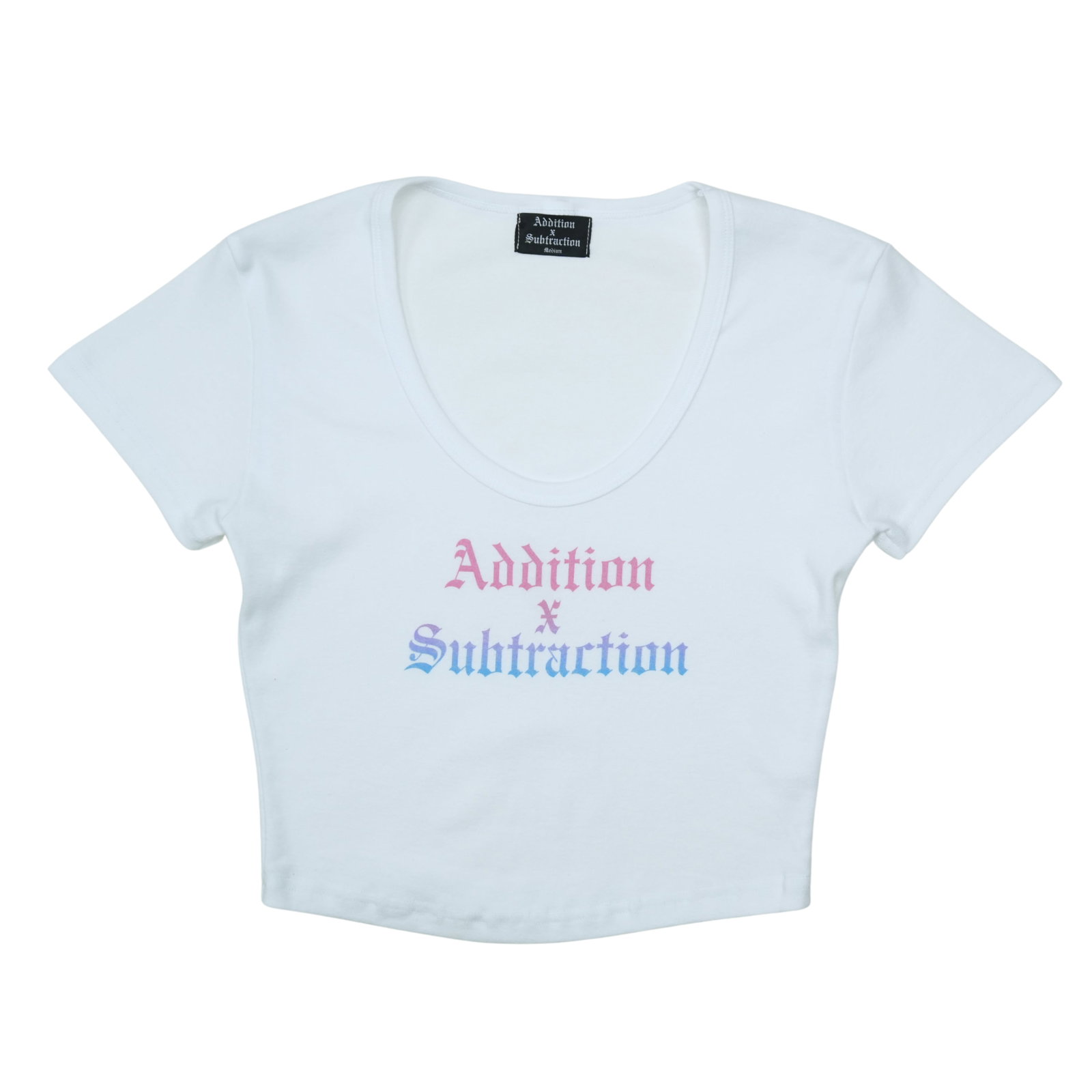 Addition By Subtraction White Baby Rib Scoopneck Crop Top Small (1 of 1)