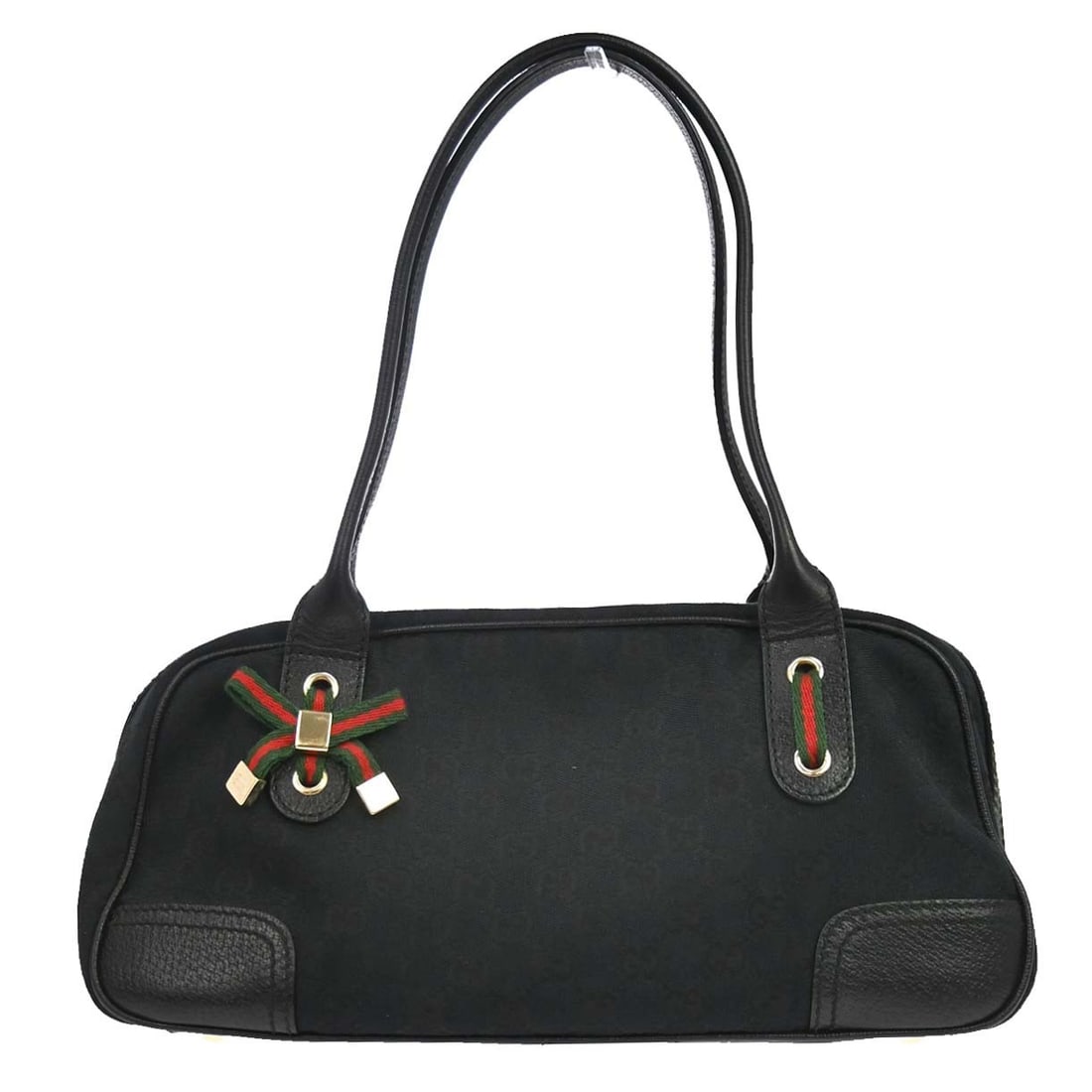 Gucci Princy Boston Shoulder Bag Black GG Canvas Leather 161720-197717: Gucci Princy Boston Shoulder Bag Black GG Canvas Leather 161720-197717 Gucci GG canvas black Princy Boston shoulder bag in medium size, made in Italy. It features a zip closure, black handle and strap