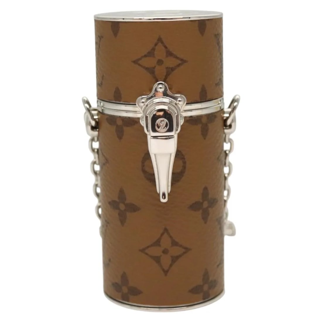 Reverse Monogram Canvas Lipstick Case with Chain by Louis Vuitton: Reverse Monogram Canvas Lipstick Case with Chain by Louis Vuitton The Louis Vuitton Lipstick Case on Chain in Reverse Monogram Canvas is designed for women and features a brown canvas exterior. This c