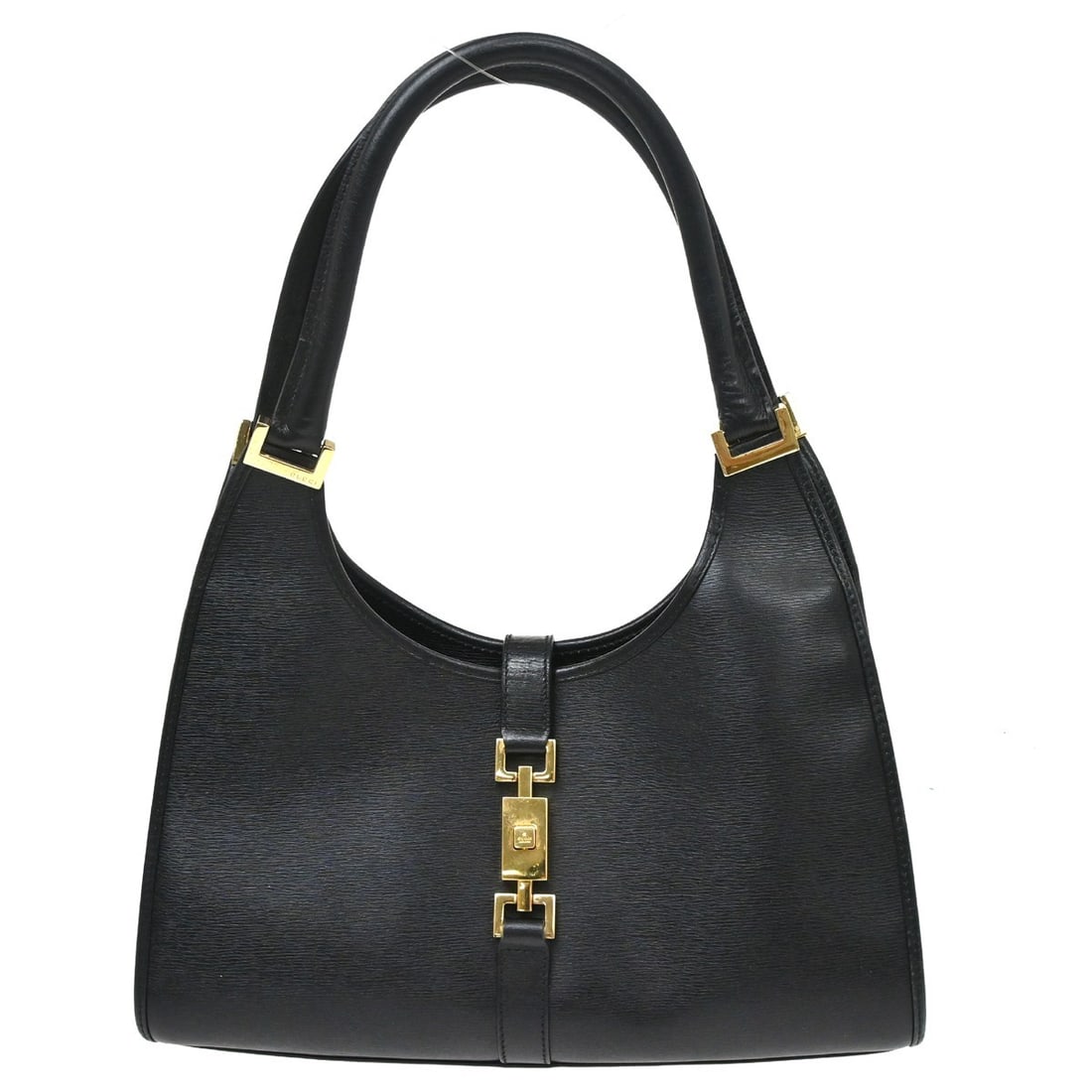 Gucci Jackie Medium Black Leather Handbag Made in Italy: Gucci Jackie Medium Black Leather Handbag Made in Italy Vintage Gucci Jackie handbag in black leather, made in Italy. It features a medium size, black exterior and lining, and a handle with an 8.3 in 