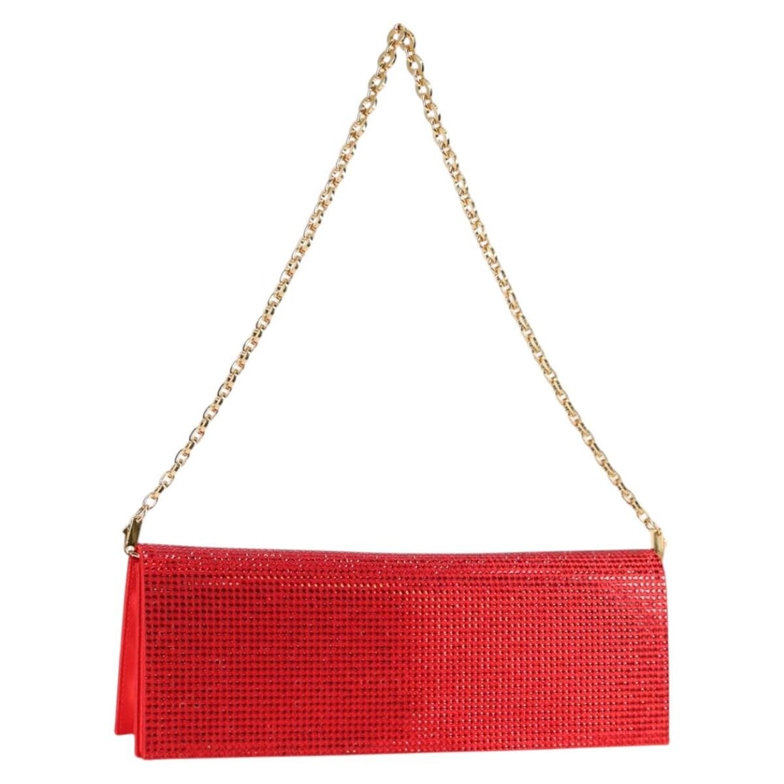 Salvatore Ferragamo satin shoulder bag red and gold chain strap: Salvatore Ferragamo satin shoulder bag red and gold chain strap A Salvatore Ferragamo shoulder bag in satin with a red and gold color scheme. It comes with a dust bag and item box, and it was made in 