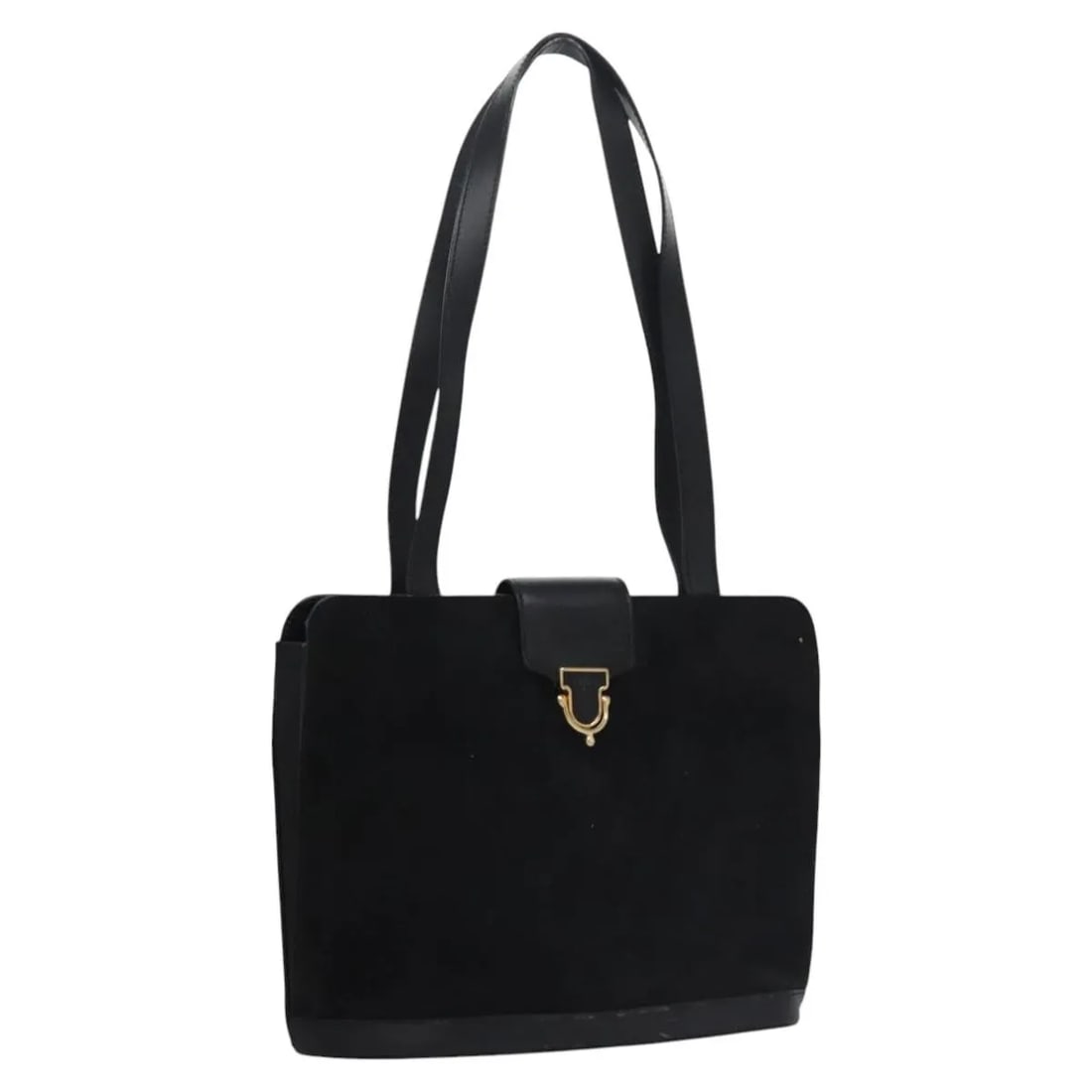 Celine Vintage black suede handbag made in Italy: Celine Vintage black suede handbag made in Italy Vintage Celine suede bag in black with an understated design and honest vintage wear. The exterior shows surface deformations, light wear, and light ma