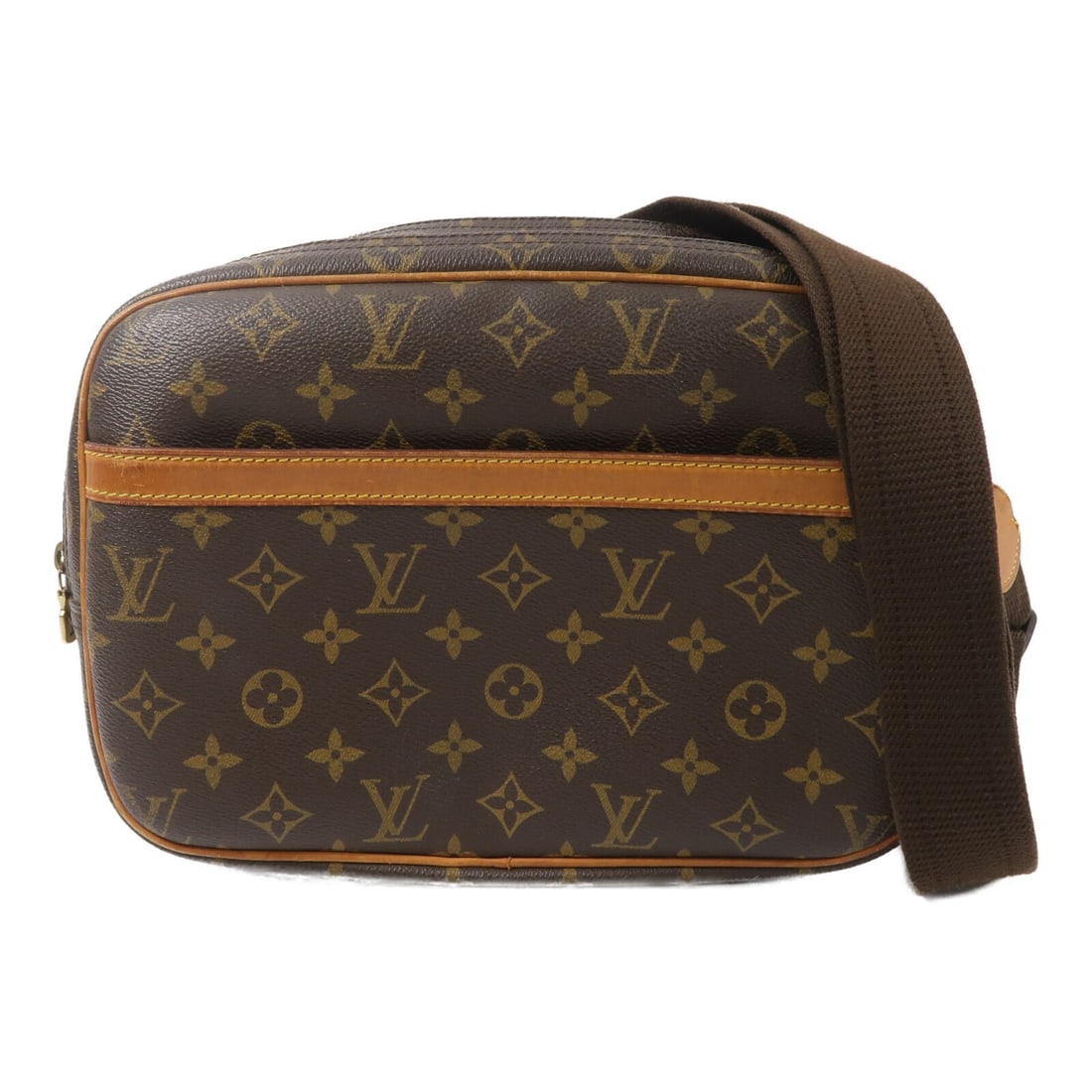 Louis Vuitton Reporter PM Monogram Shoulder Bag M45254 Brown: Louis Vuitton Reporter PM Monogram Shoulder Bag M45254 Brown Louis Vuitton Reporter PM shoulder bag in brown Monogram x PVC coated canvas. The bag is identified as model M45254 and is presented in rea