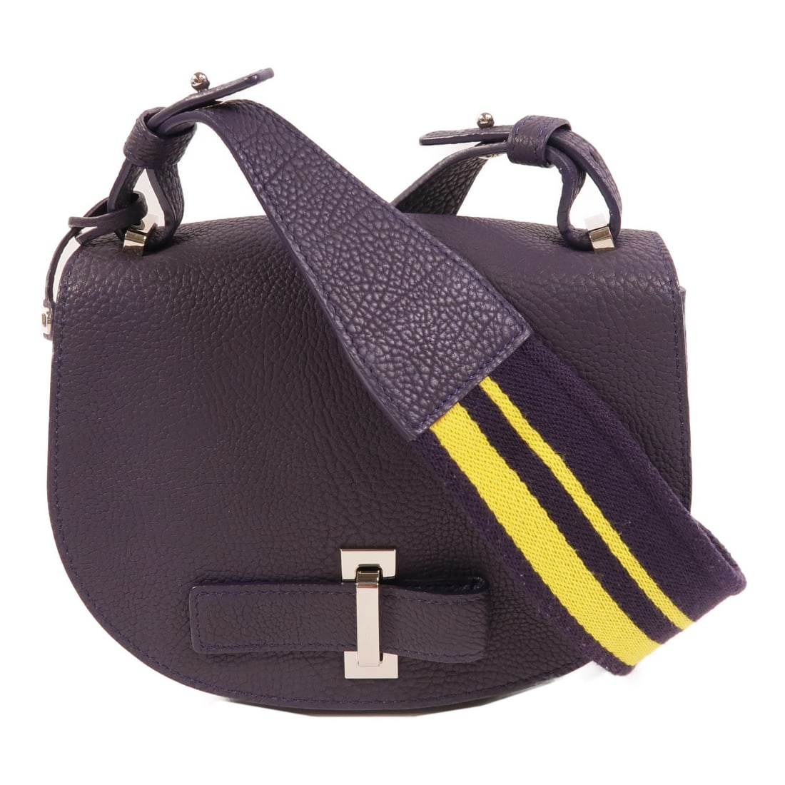 DELVAUX Le Mutin Mini Calfskin Shoulder Bag Purple Mirror: DELVAUX Le Mutin Mini Calfskin Shoulder Bag Purple Mirror A Delvaux Le Mutin Mini shoulder bag in purple calfskin leather. It features a flap pocket design, one open outside pocket, one open inside