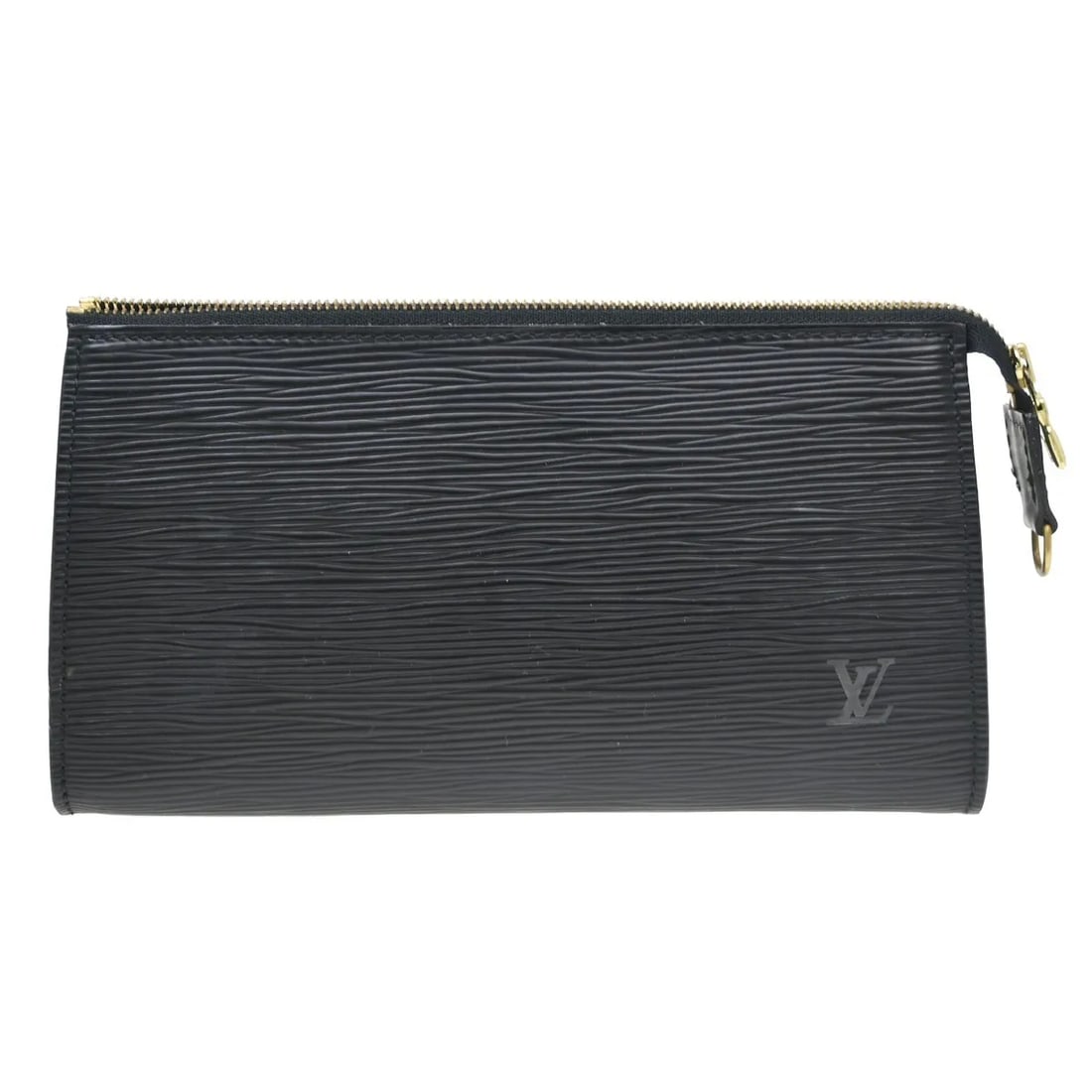 Louis Vuitton Pochette Accessoires Black Epi Leather Clutch: Louis Vuitton Pochette Accessoires Black Epi Leather Clutch Louis Vuitton Pochette Accessoires in black Epi leather. This women's handbag is made in France and is presented in fair condition with visi