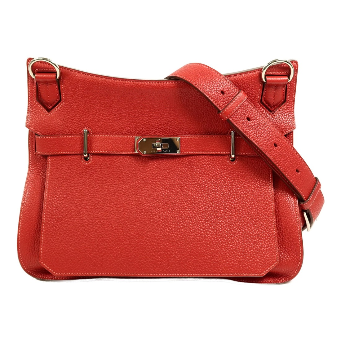 Hermes Jypsiere 34 Togo Leather Shoulder Bag Rouge Casaque PHW (1 of 14)