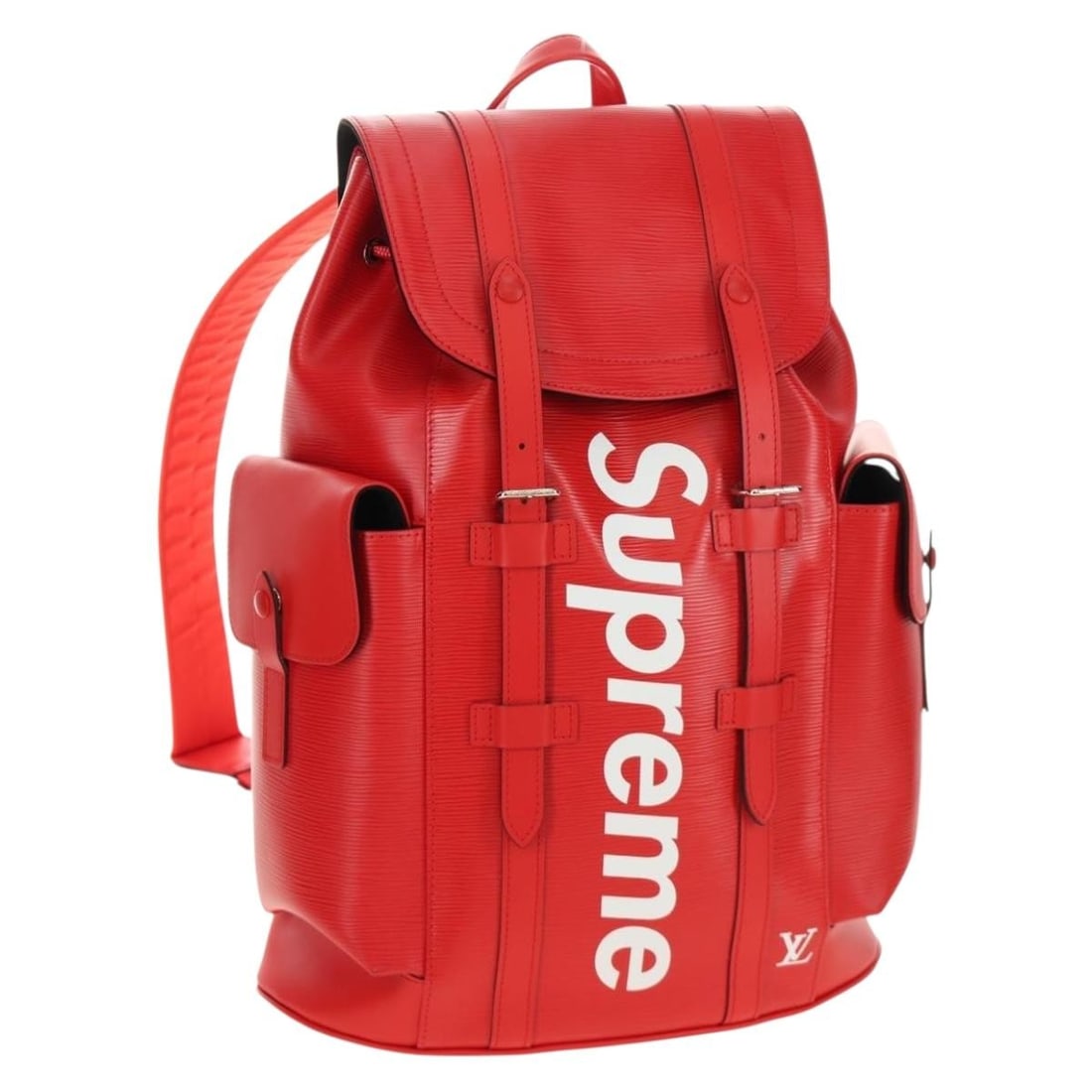 Louis Vuitton M53414 Christopher PM Epi Leather Backpack Red: Louis Vuitton M53414 Christopher PM Epi Leather Backpack Red Louis Vuitton Christopher PM backpack from the LV x Supreme line in red Epi leather. Made in France, this women's backpack is identified by