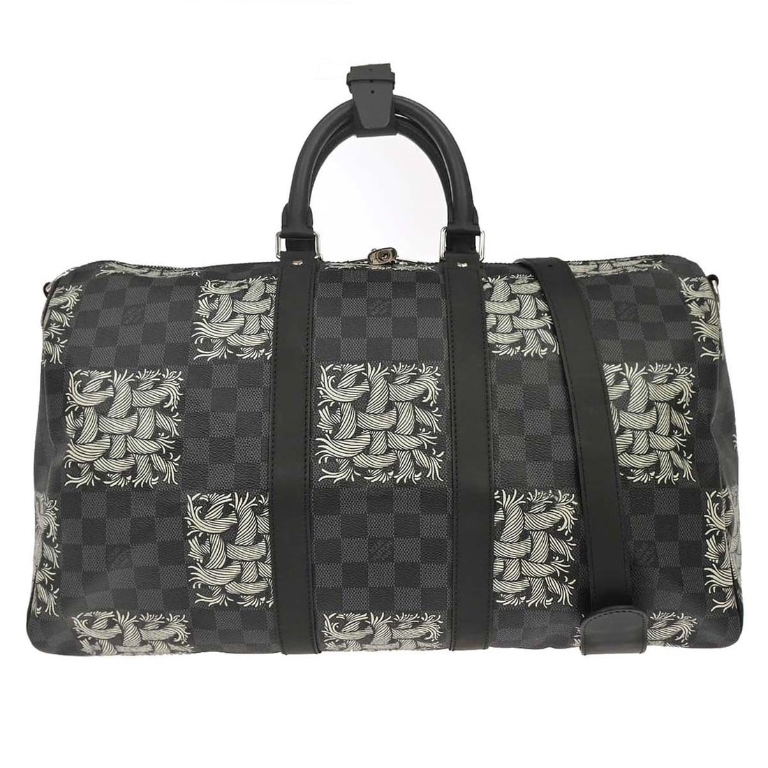 Louis Vuitton Christopher Nemeth Keepall 45 Damier Graphite Duffle Bag: Louis Vuitton Christopher Nemeth Keepall 45 Damier Graphite Duffle Bag This Louis Vuitton Keepall Bandouliere 45 duffle bag is presented in Damier Graphite canvas with leather trim in black and gray. 
