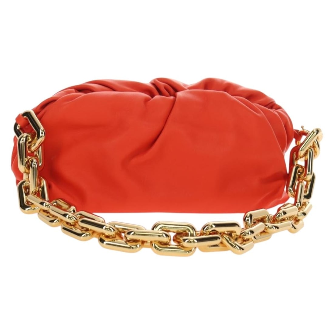 Bottega Veneta The Chain Pouch Leather Shoulder Bag Orange Gold Tone: Bottega Veneta The Chain Pouch Leather Shoulder Bag Orange Gold Tone A Bottega Veneta Chain Pouch shoulder bag in orange and gold leather, made in Italy. It comes with a dust bag and features a should