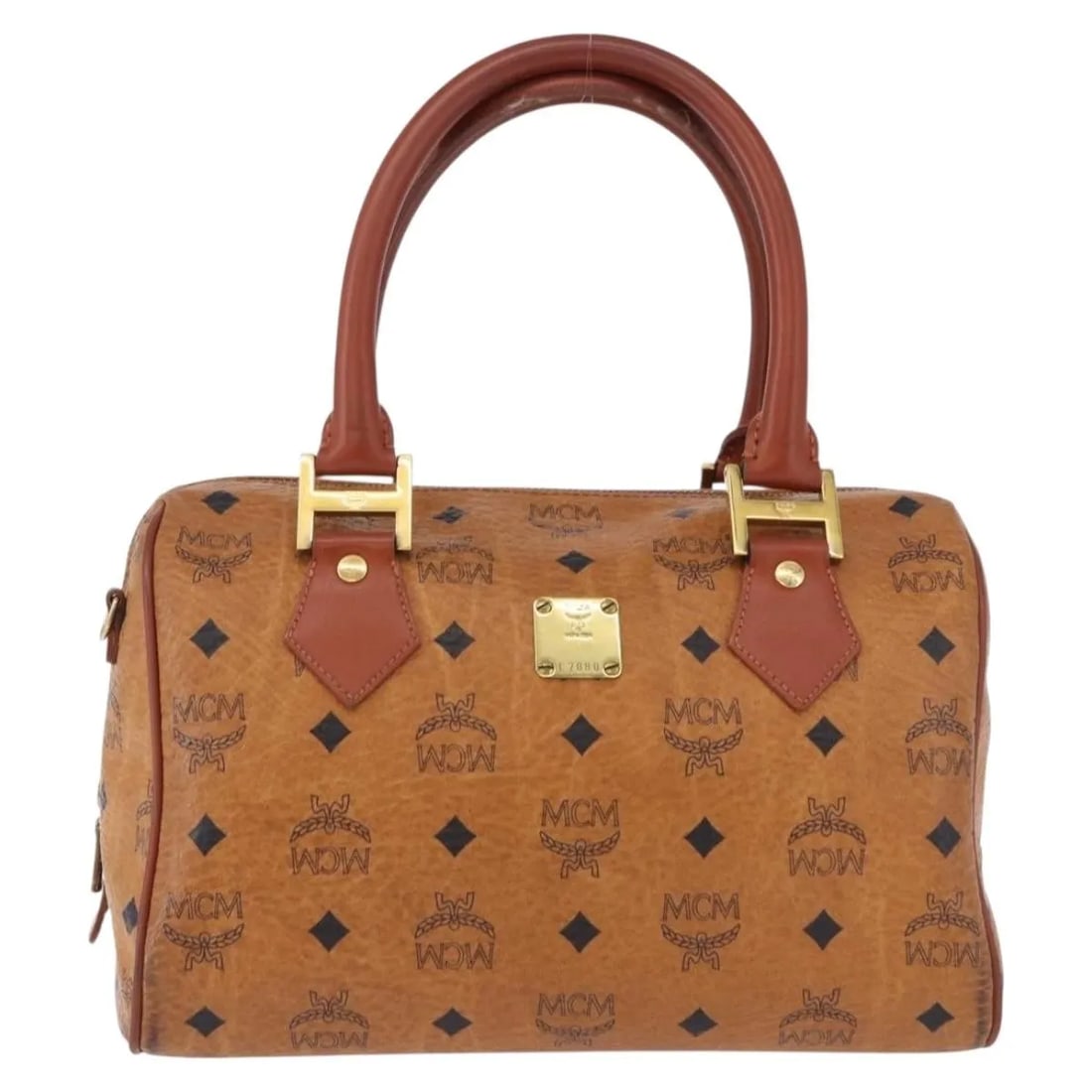 MCM Visetos logogramme brown leather handbag 27cm x 18cm x 15cm: MCM Visetos logogramme brown leather handbag 27cm x 18cm x 15cm MCM Visetos logogramme leather item in brown, designed for female use. Made in Italy, it measures 27 cm x 18 cm x 15 cm. Condition is fa