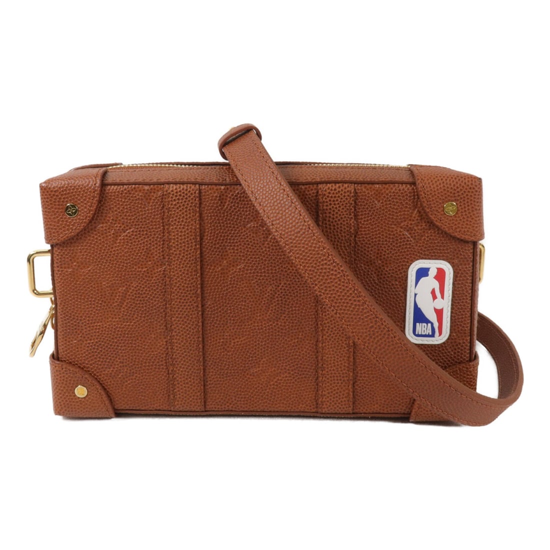 Louis Vuitton LVxNBA M80549 Soft Trunk Monogram Taurillon Shoulder Bag: Louis Vuitton LVxNBA M80549 Soft Trunk Monogram Taurillon Shoulder Bag Louis Vuitton LVxNBA Soft Trunk Wearable Shoulder Bag, model M80549, in brown Monogram/Taurillon Clemence leather with calfskin (