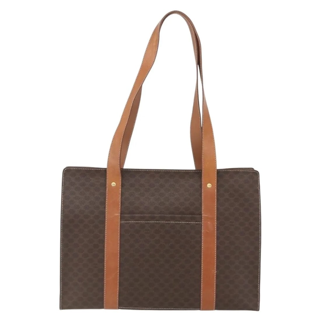 Celine Vintage Macadam Brown Canvas Leather Shopper Tote: Celine Vintage Macadam Brown Canvas Leather Shopper Tote Vintage Celine Macadam Shopper Tote in brown canvas with leather trim. This female tote was made in Italy and measures 39 cm x 27 cm x 13 cm. I