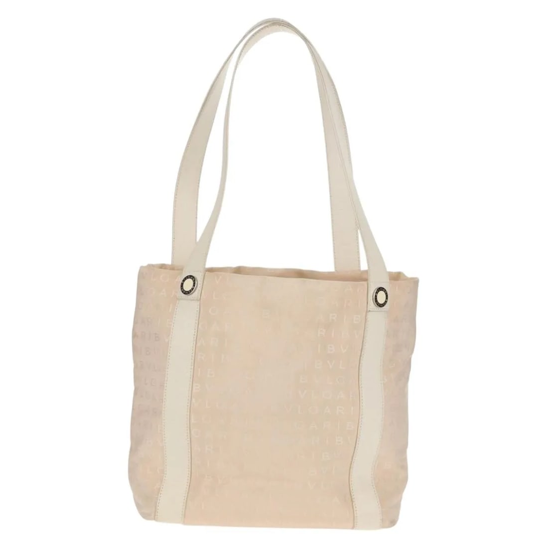 Bvlgari Logomania beige canvas tote bag: Bvlgari Logomania beige canvas tote bag Bvlgari Logomania canvas bag in beige, designed for female use. It is made of canvas and features a vintage condition with honest wear. The bag shows deformatio