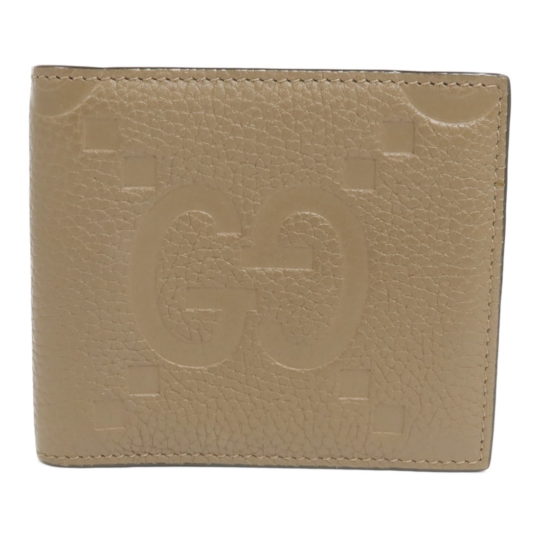 GUCCI 739475 Jumbo GG Calfskin Wallet in Khaki Brown: GUCCI 739475 Jumbo GG Calfskin Wallet in Khaki Brown GUCCI GG Jumbo GG Wallet, model 739475, made from calfskin (cowhide) leather in Khaki Brown. It features space for cards and multiple open compartm