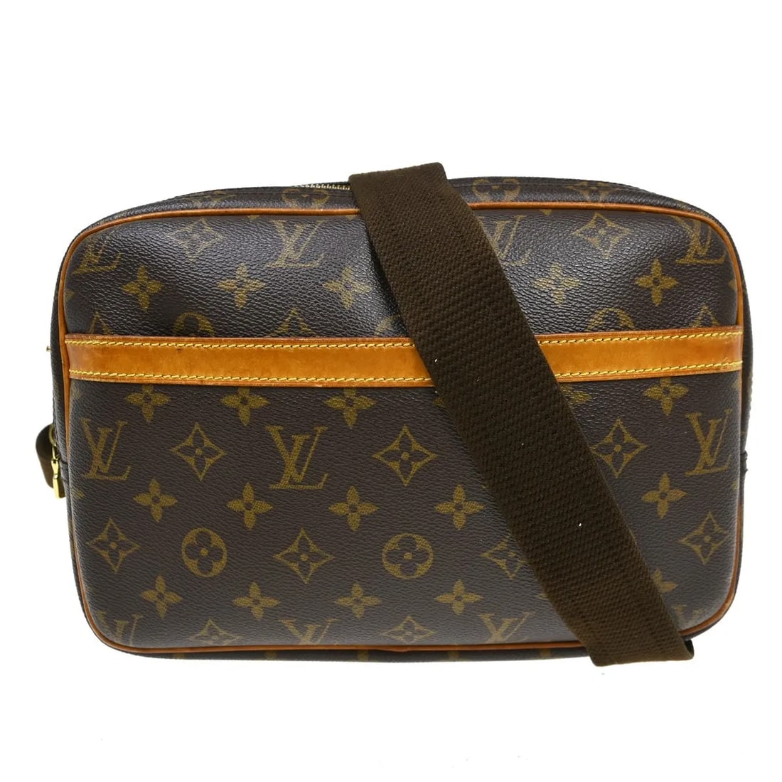 Louis Vuitton Reporter shoulder bag in brown monogram canvas: Louis Vuitton Reporter shoulder bag in brown monogram canvas Louis Vuitton Reporter shoulder bag in brown monogram canvas. This unisex bag is made in France and is offered in fair condition with visib