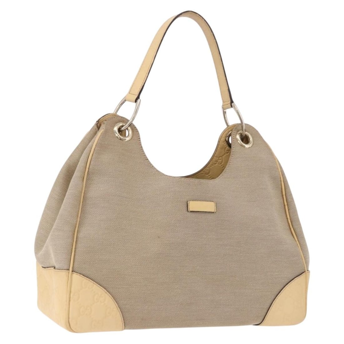 GUCCI 257268 Guccissima GG Canvas Leather Handbag Beige Gold: GUCCI 257268 Guccissima GG Canvas Leather Handbag Beige Gold Gucci GG Canvas Guccissima hand bag in beige and gold with leather and GG canvas construction. Made in Italy, this women's bag features a h