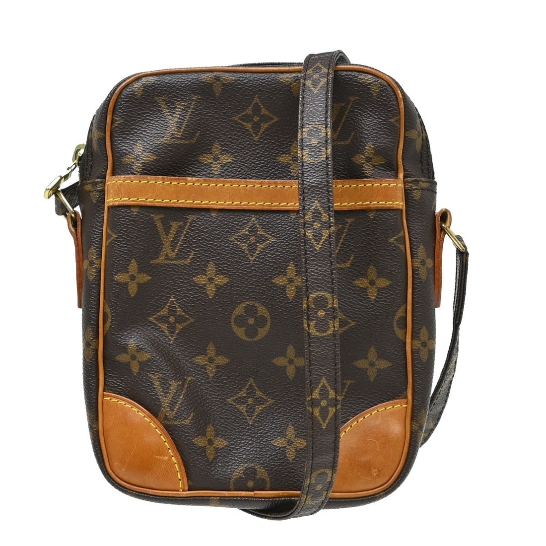Louis Vuitton Danube Monogram Crossbody Bag M45266 Brown: Louis Vuitton Danube Monogram Crossbody Bag M45266 Brown Vintage Louis Vuitton Danube shoulder bag in brown Monogram canvas and leather with a zip closure, adjustable crossbody strap, and logo accents