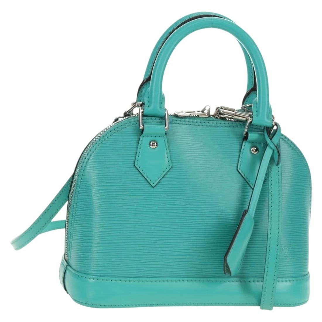 Louis Vuitton Alma BB Epi Leather 2way Handbag Turquoise Blue M40853: Louis Vuitton Alma BB Epi Leather 2way Handbag Turquoise Blue M40853 Louis Vuitton Alma BB 2-way handbag in turquoise blue Epi leather. Made in France, this women's bag includes a dust bag, padlock, t