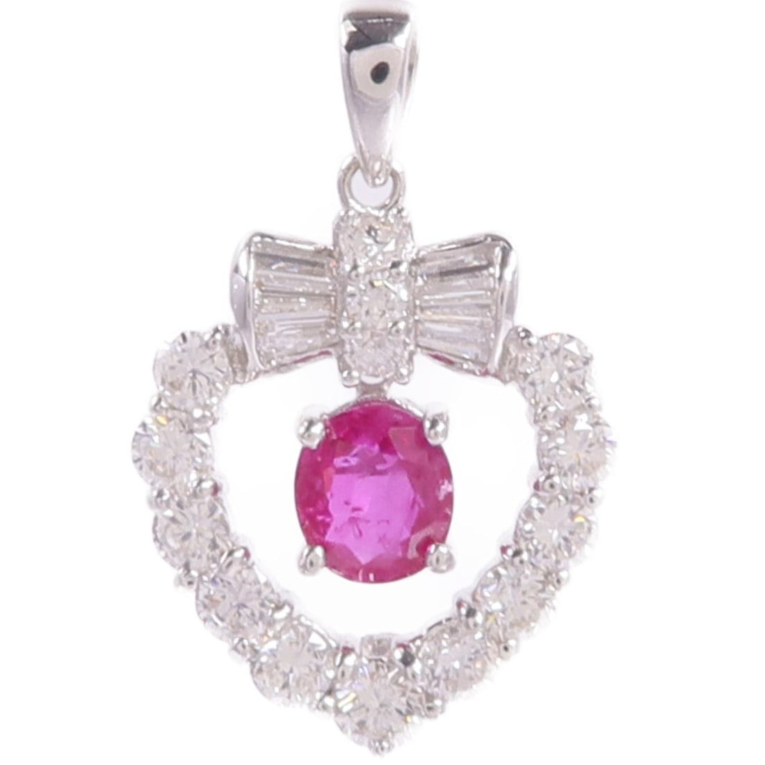 18K White Gold Ruby Diamond Pendant Top 0.62ct 0.97ct (1 of 7)